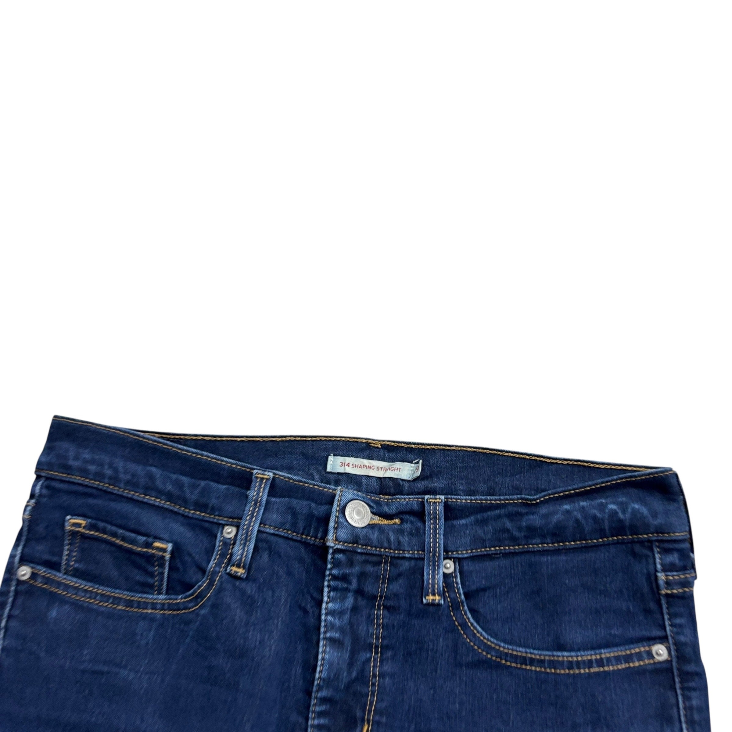 Levis 314 Jeans W29 L27 Womens Shaping Straight Dark Blue Stretch Denim (E)