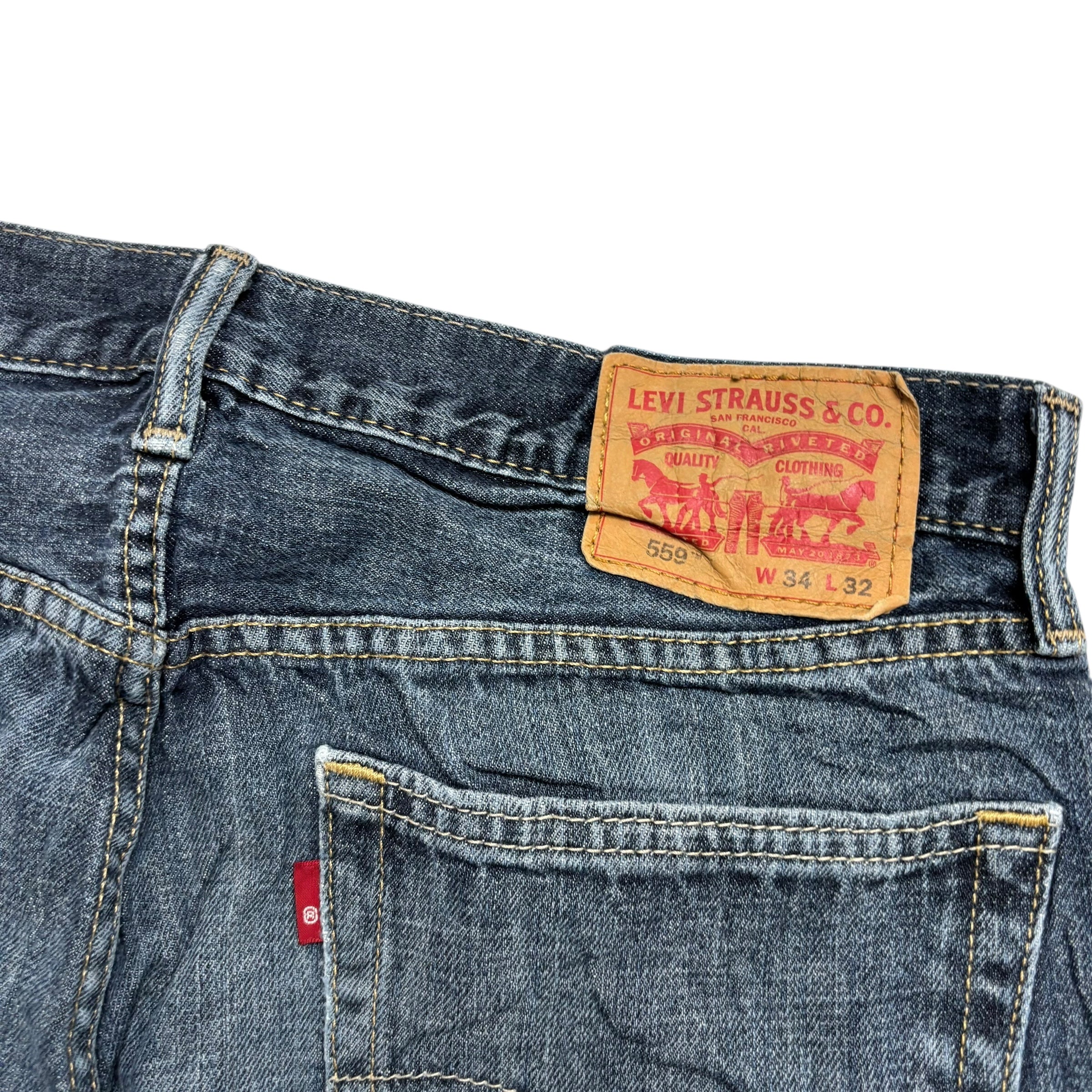 Levis 559 Jeans W34 L32 Mens Dark Blue Baggy Relaxed Straight Fit Denim