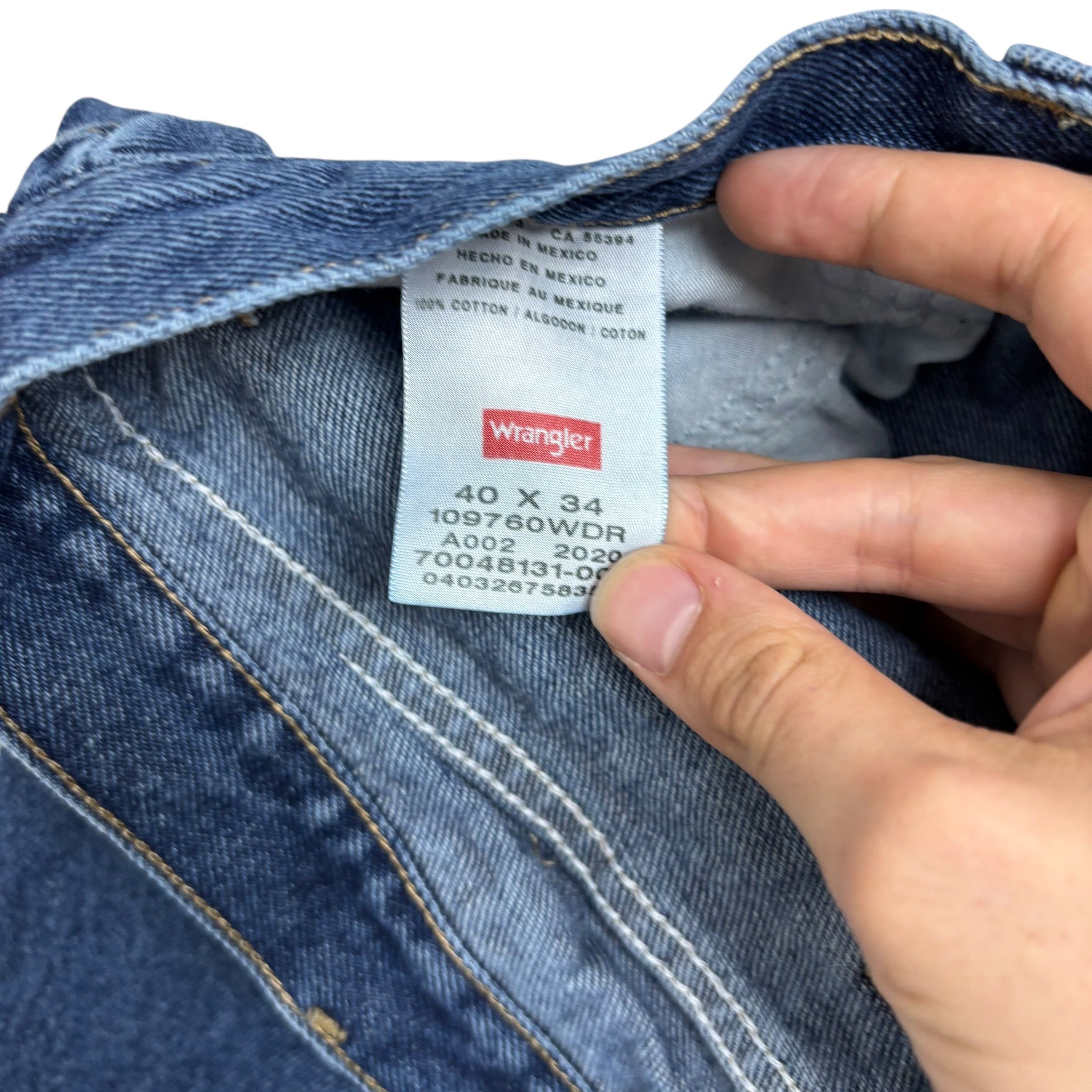 Wrangler Jeans W40 L34 Mens Mid Blue Relaxed Straight Fit Denim (E)