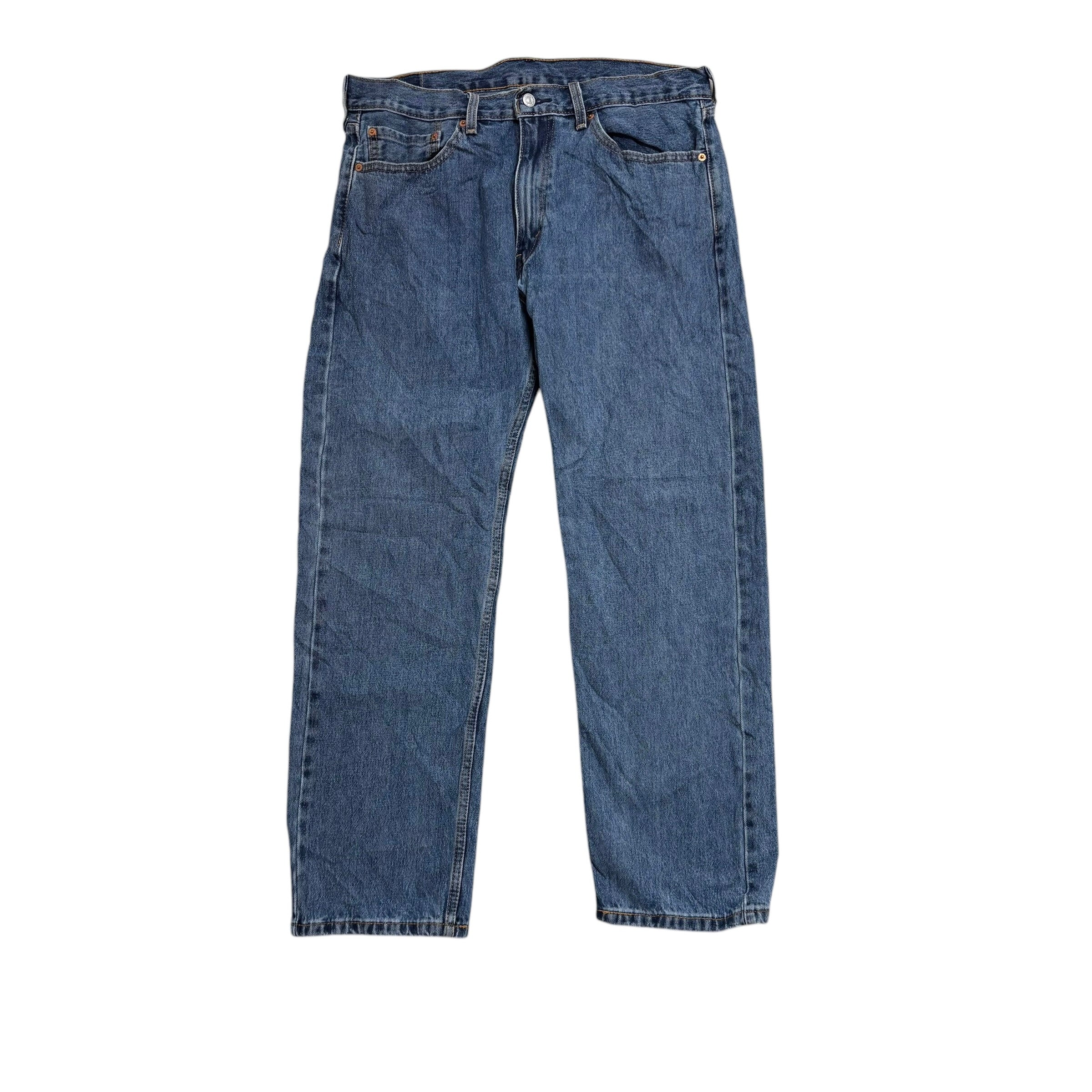 Levis 505 Jeans W36 L30 Mens Mid Blue Regular Straight Fit Denim (E)