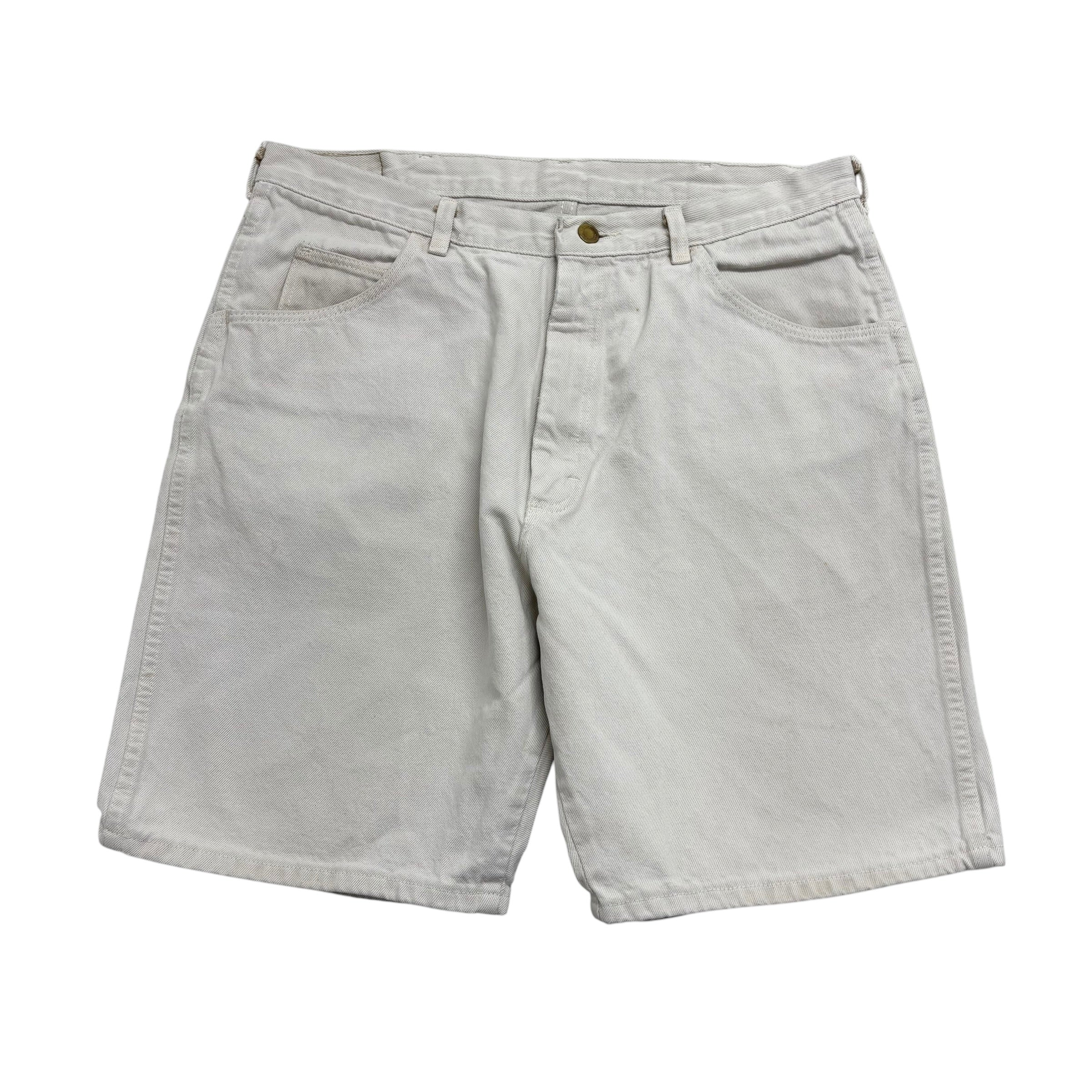 Vintage Wrangler Baggy Jorts W34 Mens Denim Shorts Cream Stone Relaxed Fit