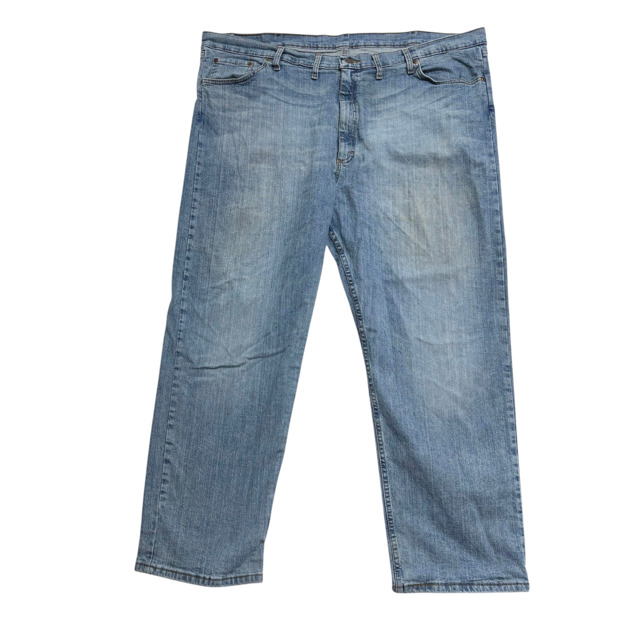 Wrangler Jeans W48 L30 Mens Light Blue Relaxed Straight Fit Stretch Denim (F)
