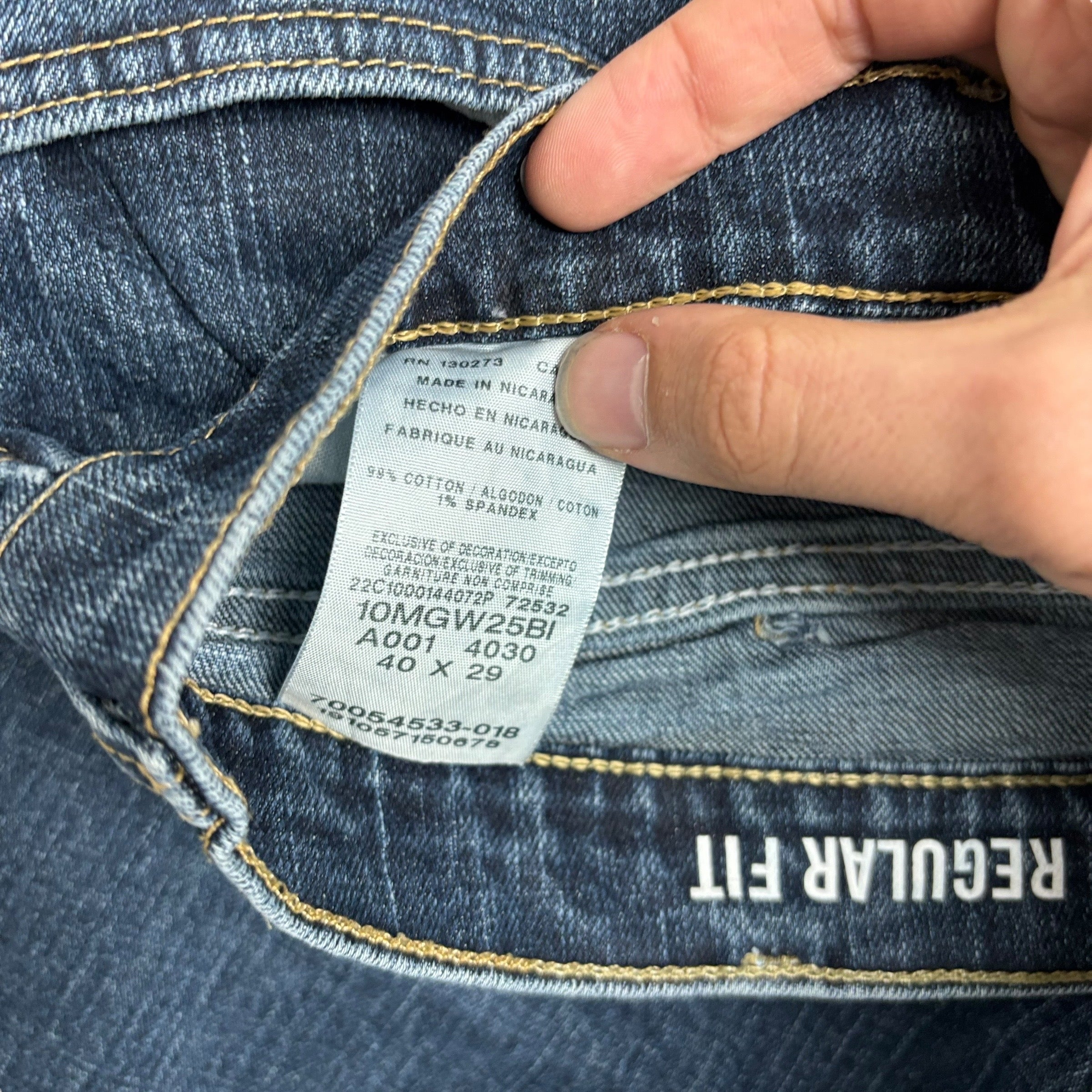 Wrangler Jeans W40 L29 Mens Dark Blue Regular Straight Fit Stretch Denim (E)