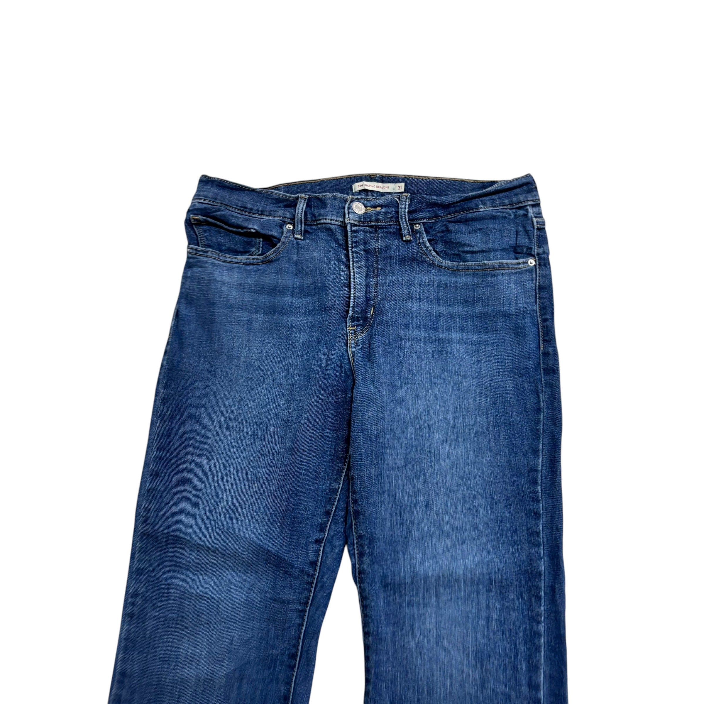 Levis 314 Jeans W31 L28 Womens Mid Blue Shaping Straight Fit Stretch Denim (E)