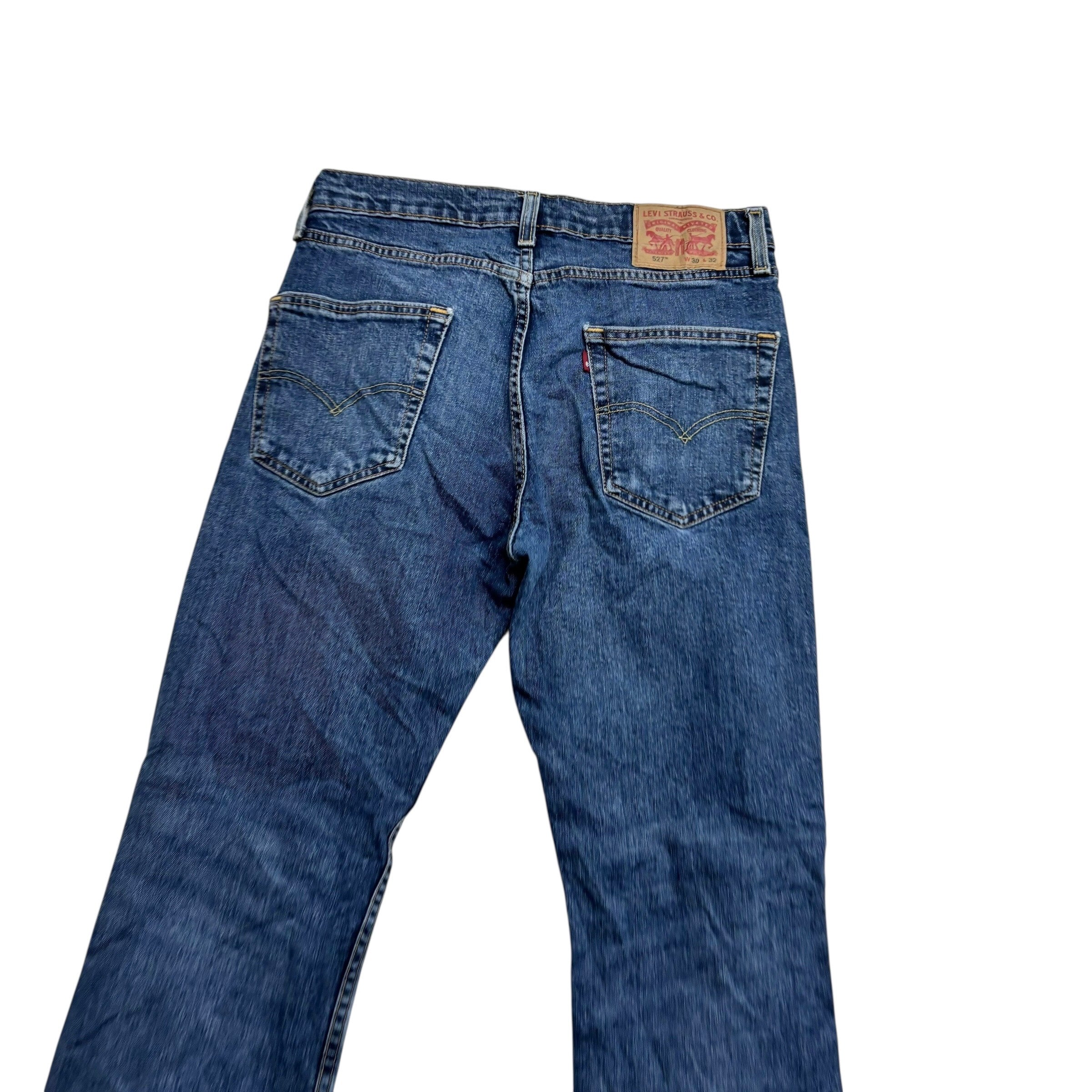 Levis 527 Jeans W30 L32 Mens Mid Blue Slim Bootcut Fit Stretch Denim (E)
