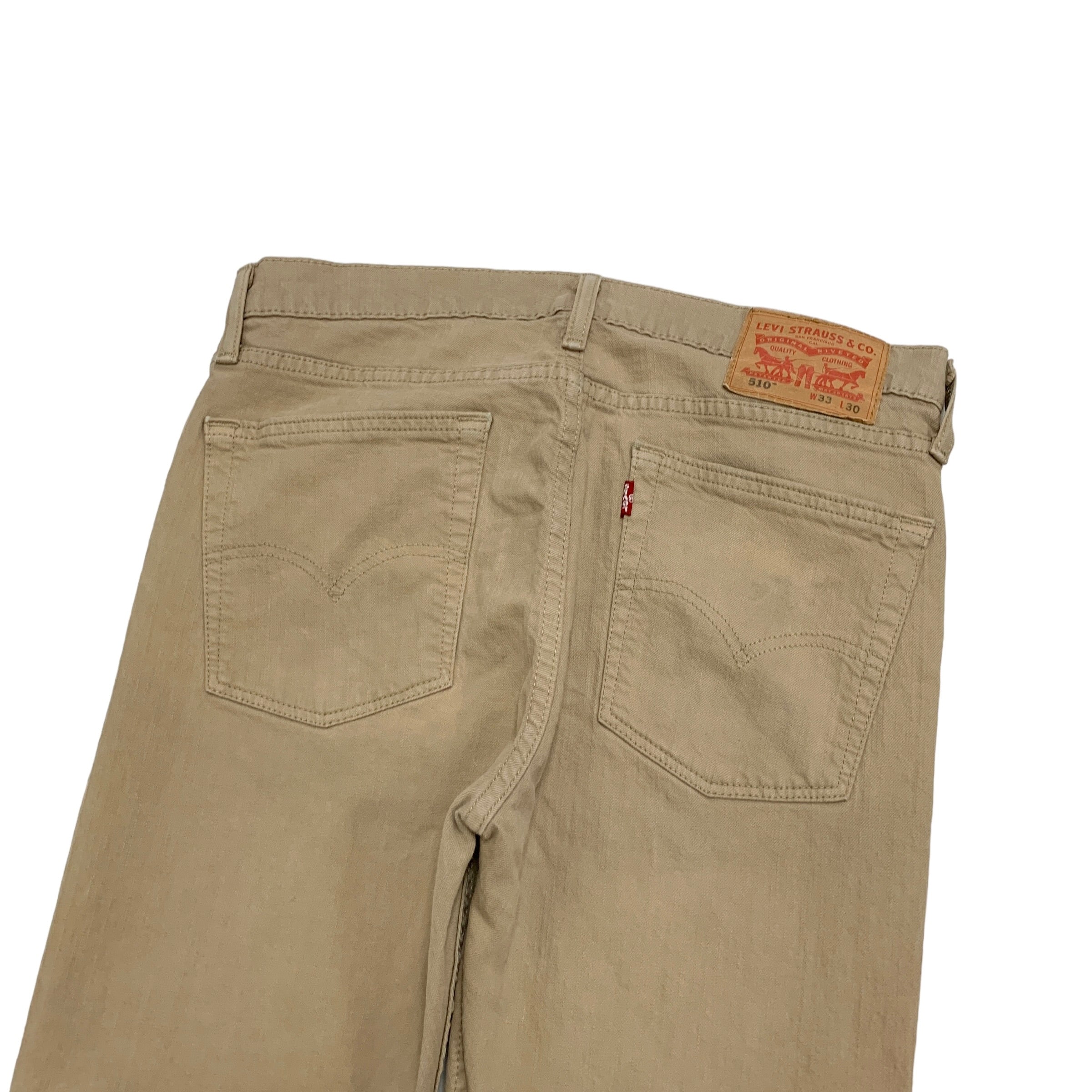 Levis 510 Trousers W33 L30 Mens Beige Tan Skinny Fit Stretch Cotton Pants