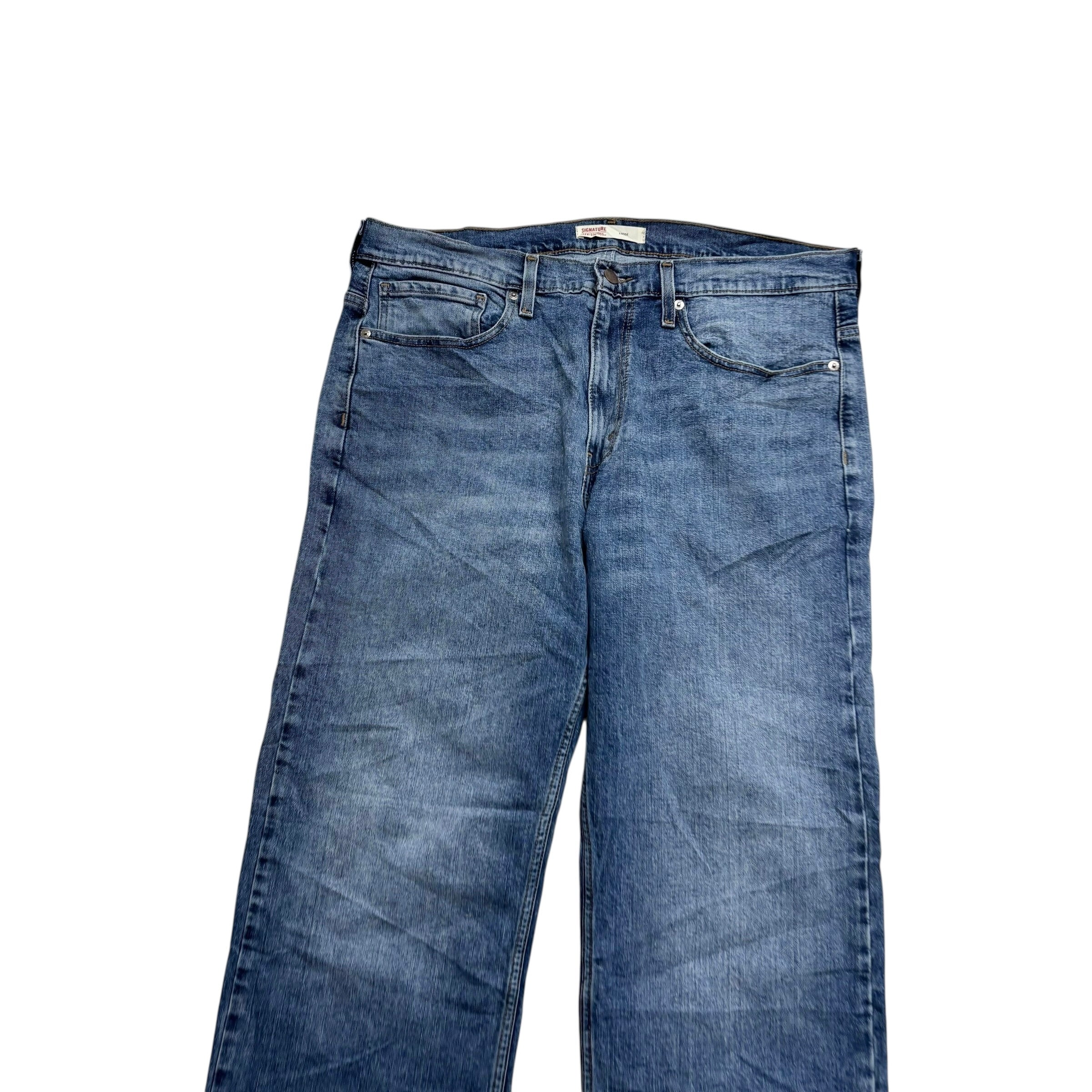 Levis Signature Jeans W36 L29 Mens Mid Blue Baggy Relaxed Fit Stretch Denim