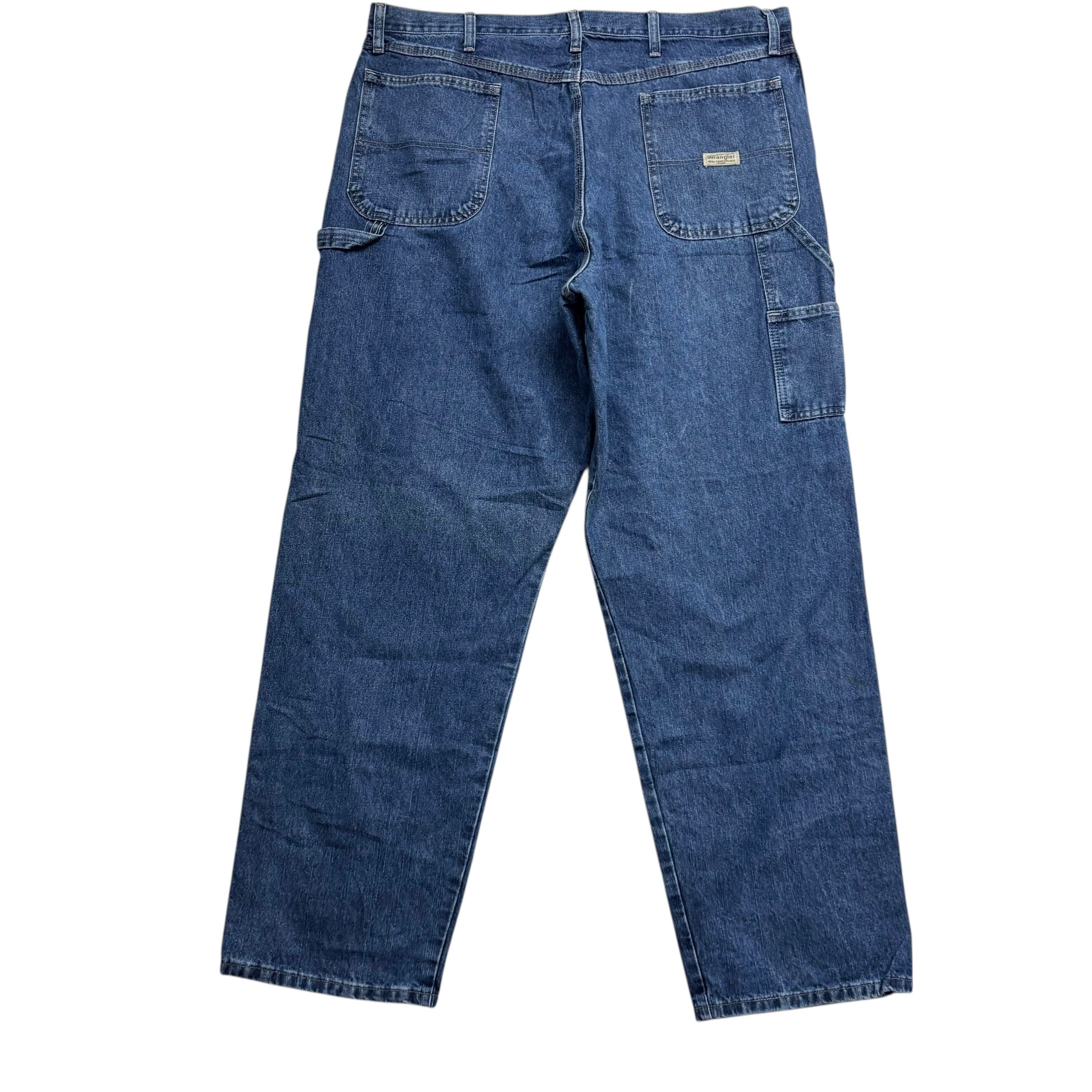 Wrangler Carpenter Jeans W40 L33 Mens Mid Blue Relaxed Baggy Straight Denim (E)