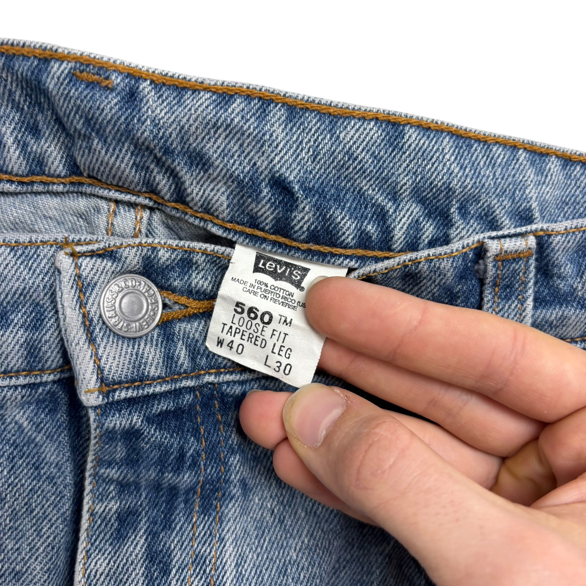 Levis 560 Jeans W38 L30 Mens Light Blue Relaxed Tapered Fit Vintage Denim (E)