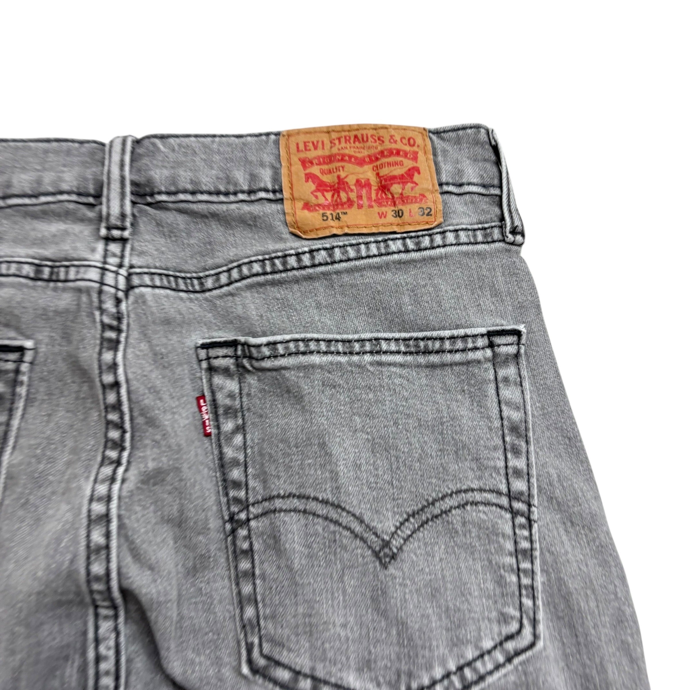 Levis 514 Jeans W30 L32 Mens Grey Regular Straight Fit Stretch Denim (E)