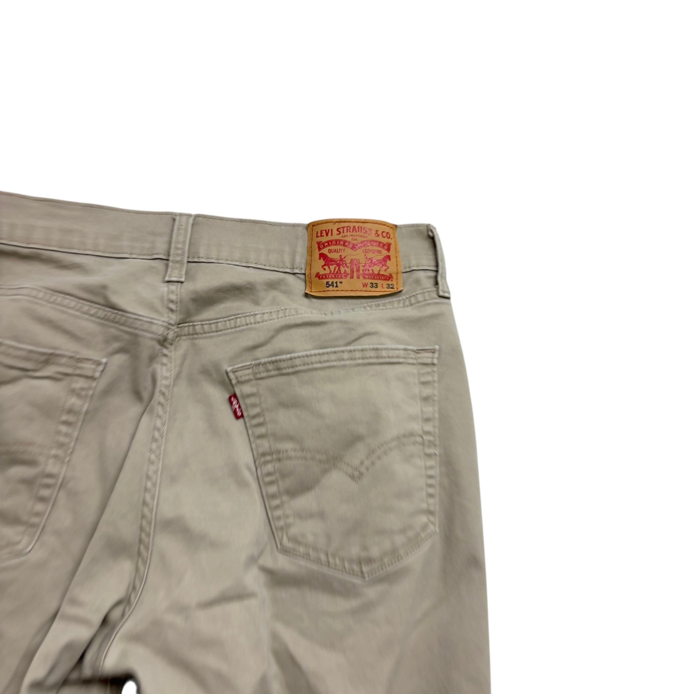 Levis 541 Trousers W33 L32 Mens Beige Athletic Tapered Fit Stretch Pants (E)