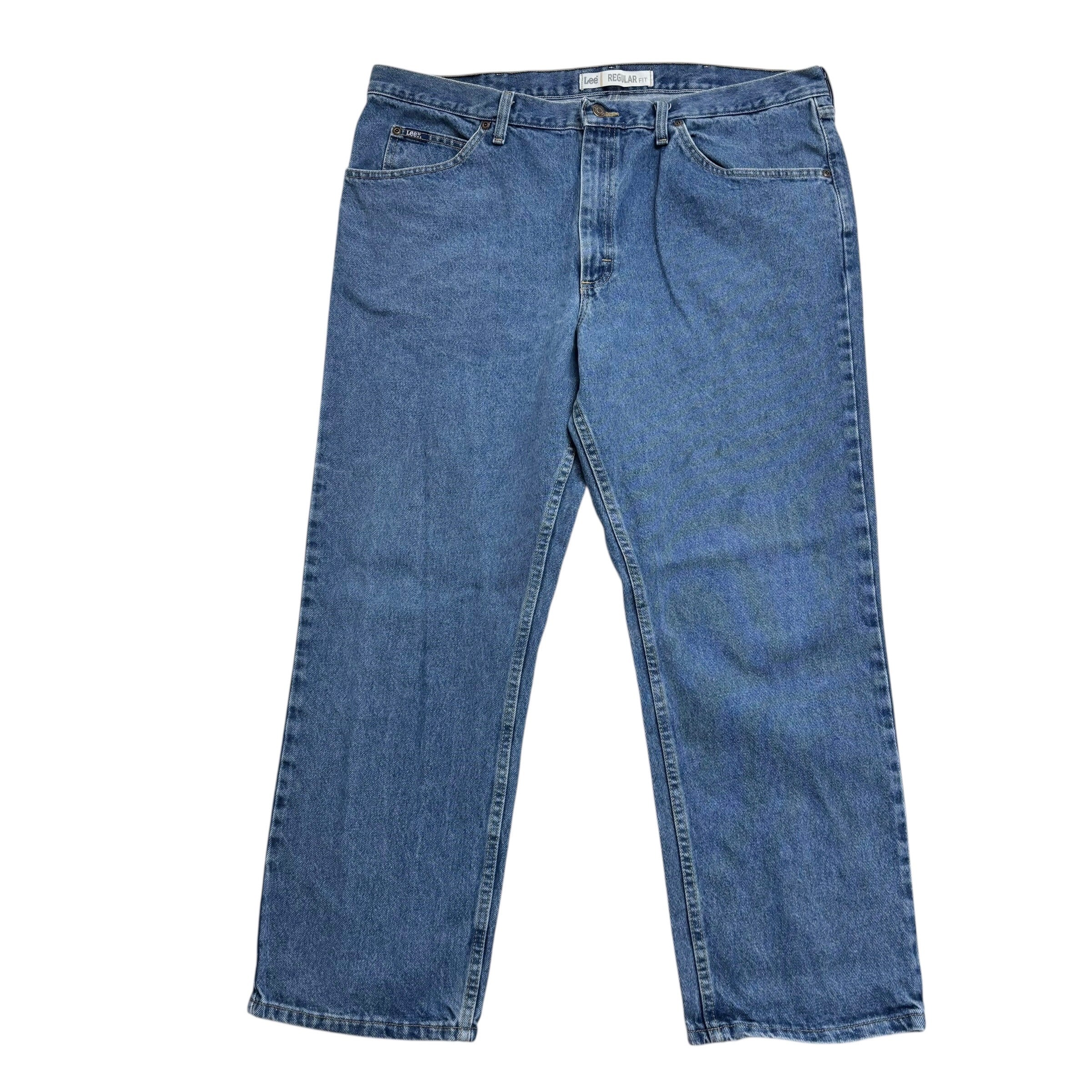 Lee Jeans W42 L30 Mens Regular Straight Fit Mid Blue Vintage Denim