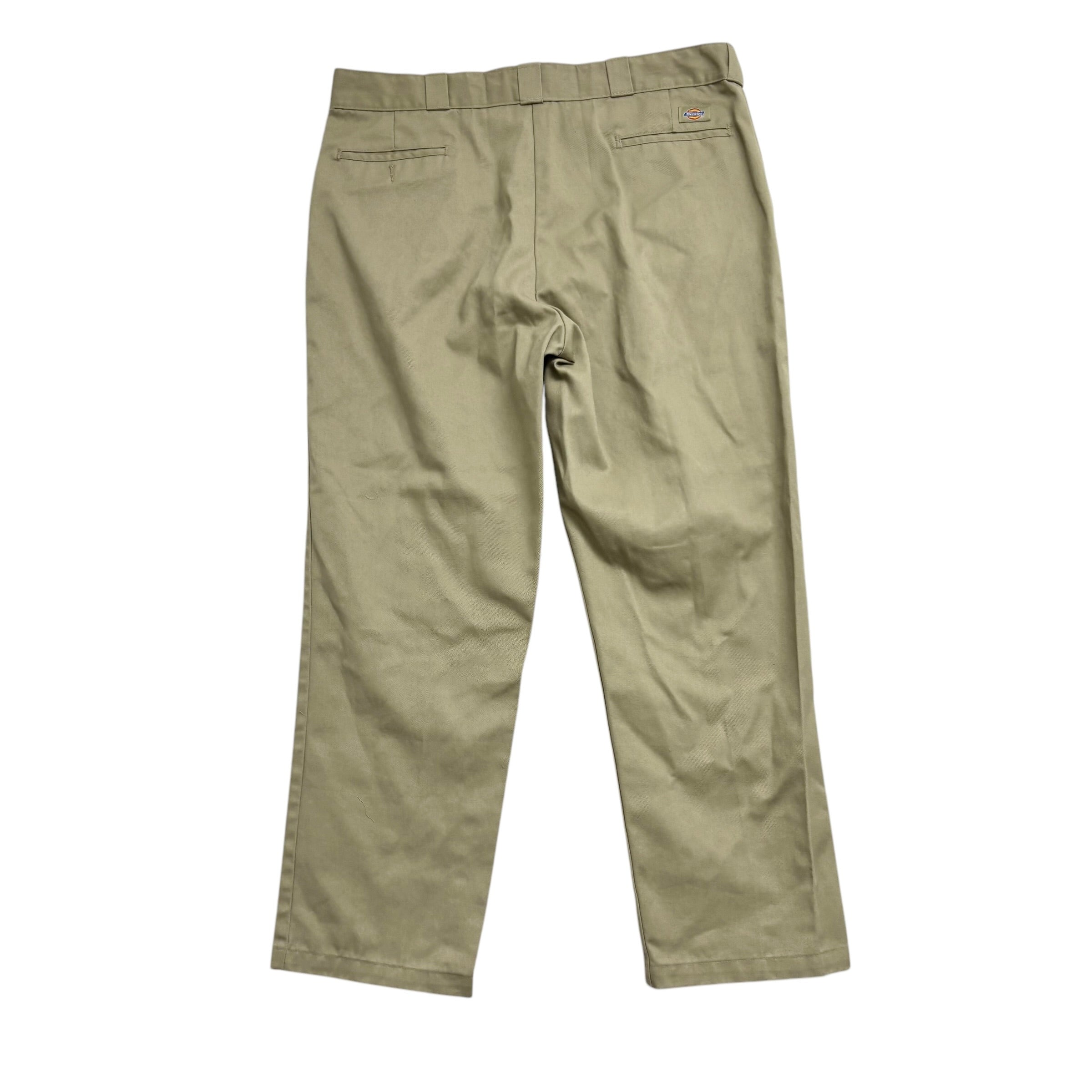 Dickies 874 Trousers W42 L32 Mens Beige Khaki Pants Original Fit Workwear
