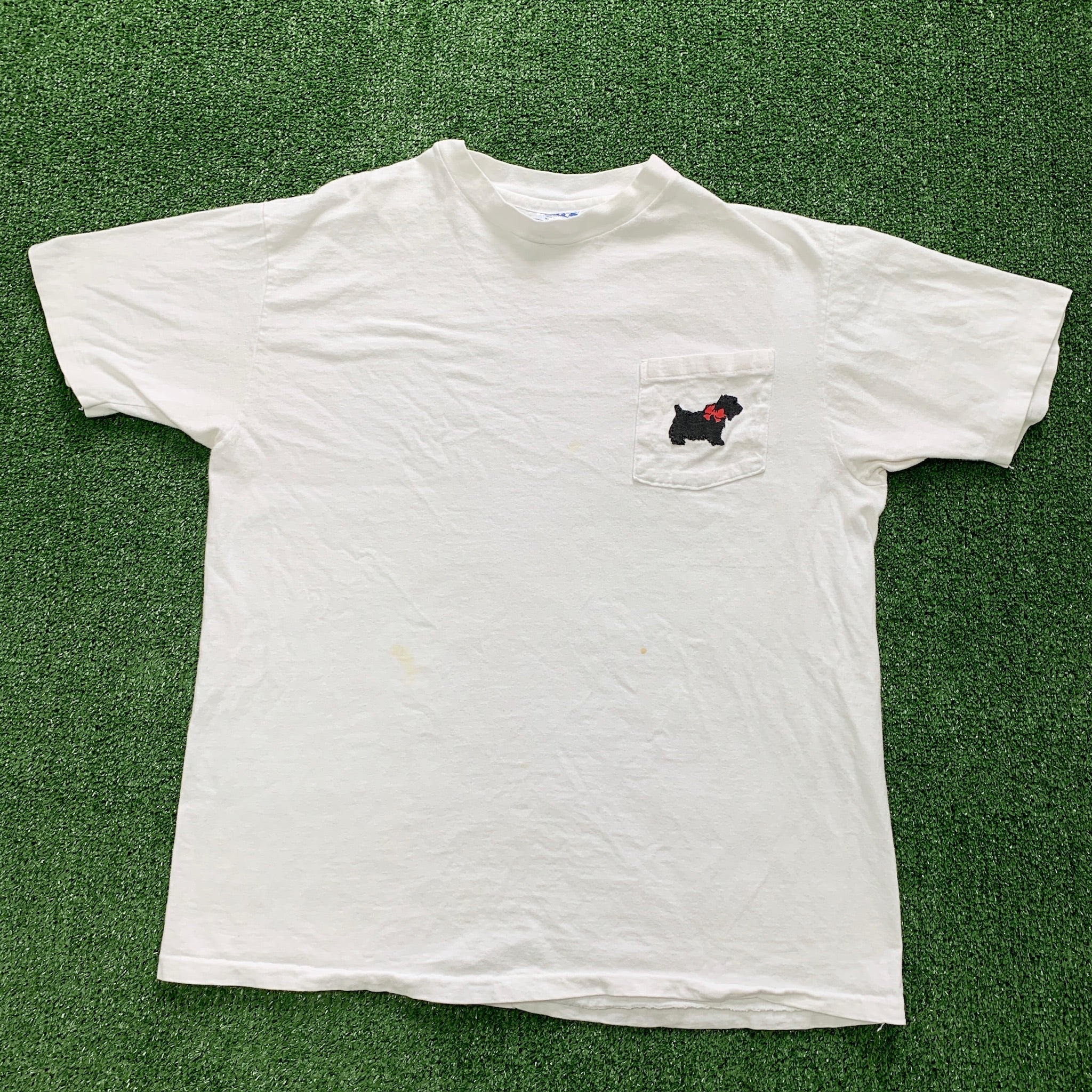 Vintage T Shirt Mens Large White Single Stitch Graphic Print 90s USA Dogs