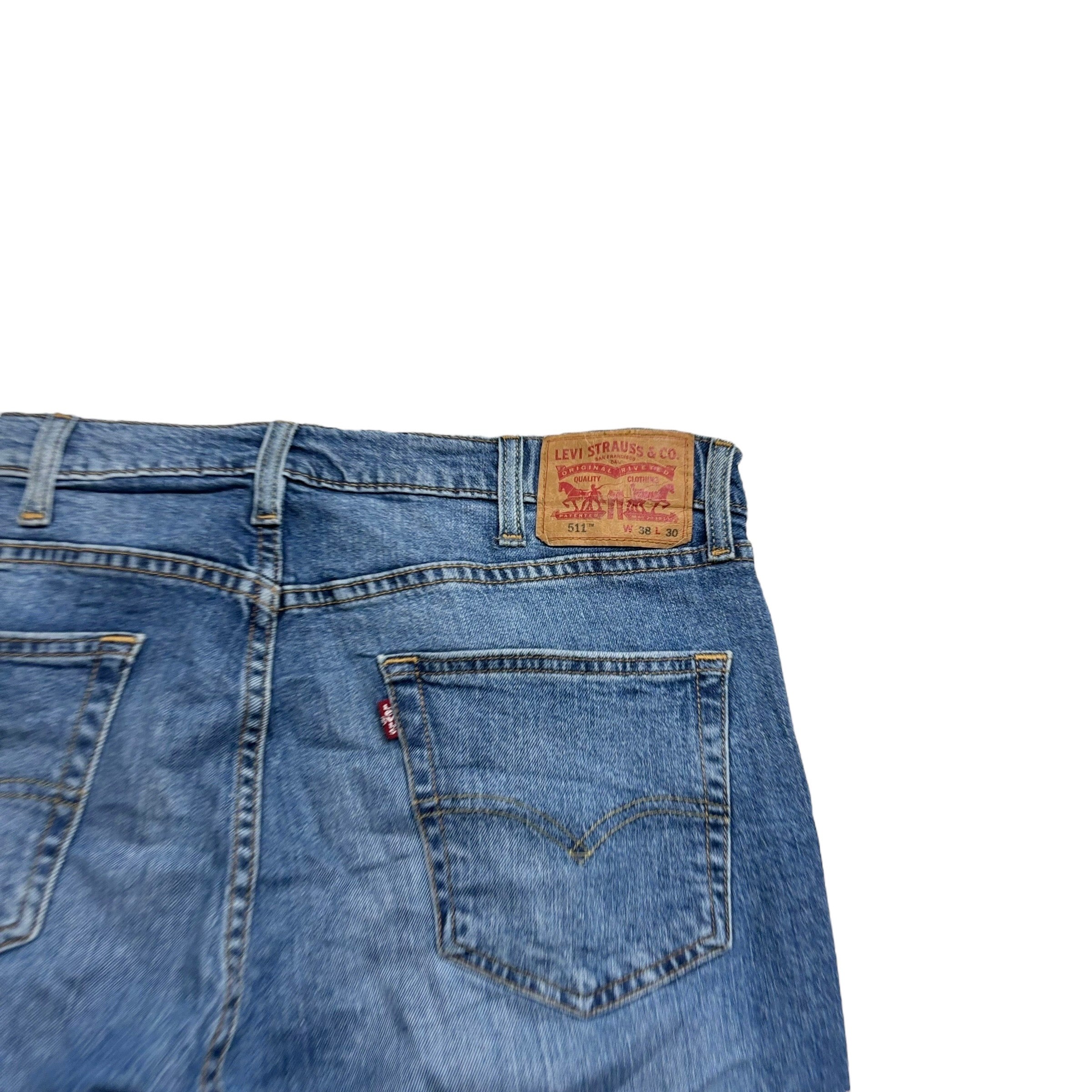 Levis 511 Jeans W38 L30 Mens Mid Blue Slim Fit Stretch Denim (E)