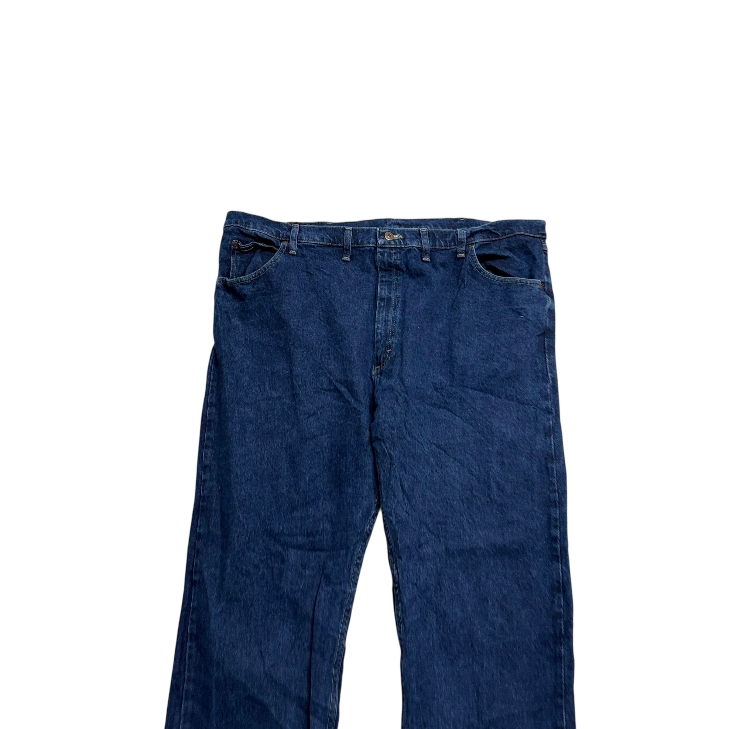Wrangler Jeans W46 L32 Mens Dark Blue Regular Straight Fit Stretch Denim (E)
