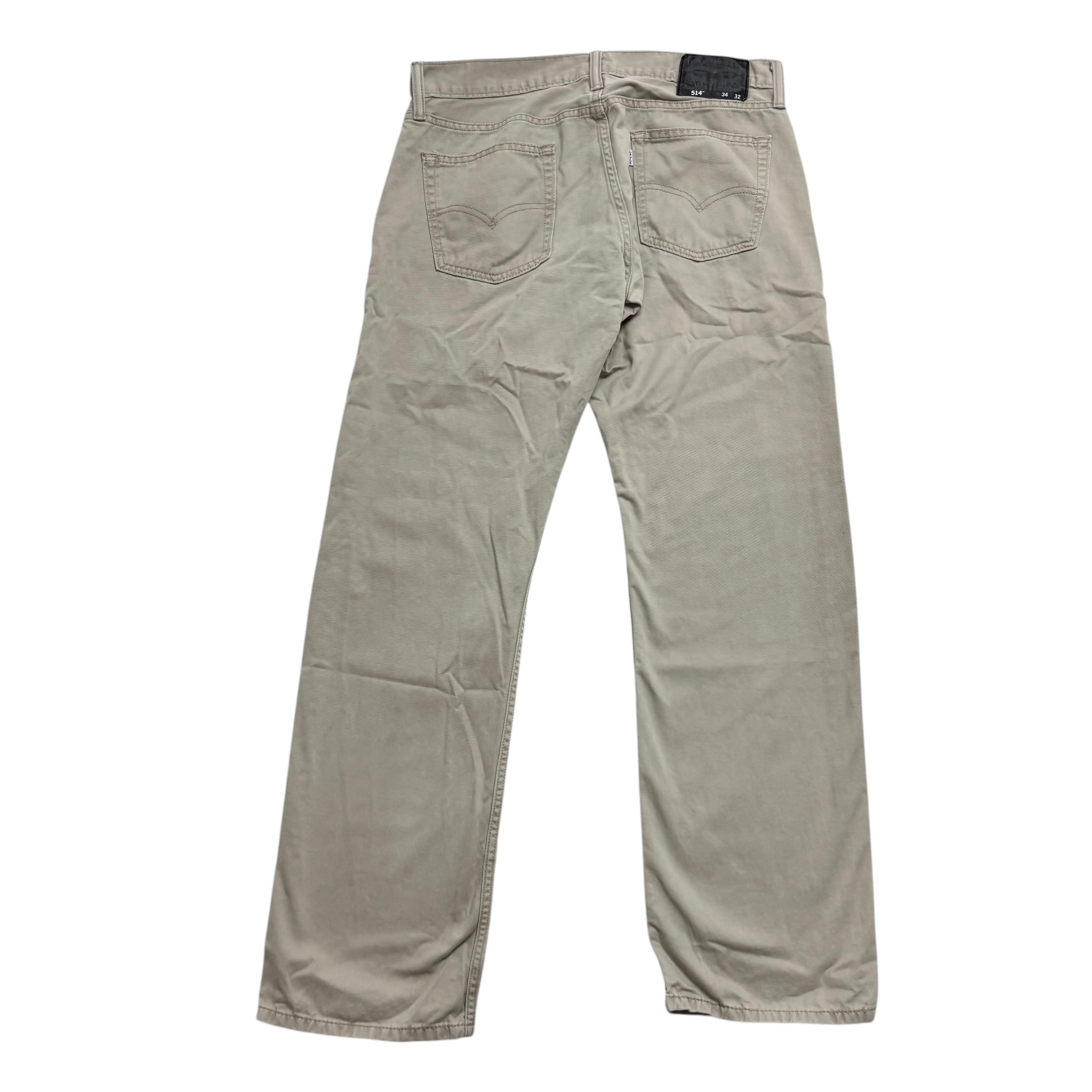 Levis 514 Trousers W34 L32 Mens Cream Regular Straight Fit Cotton Pants