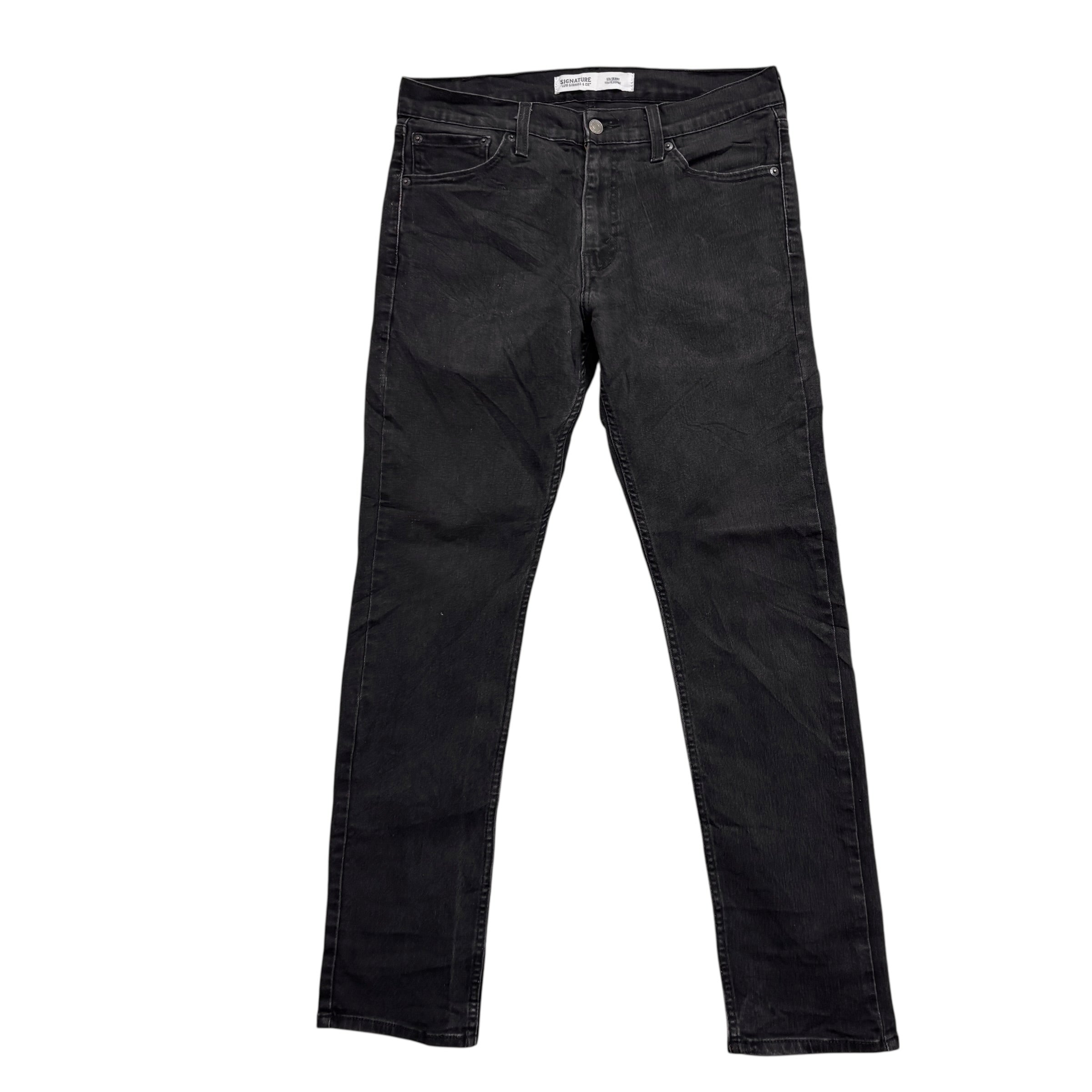 Levis Signature Jeans W32 L30 Mens Black Skinny Fit Stretch Denim