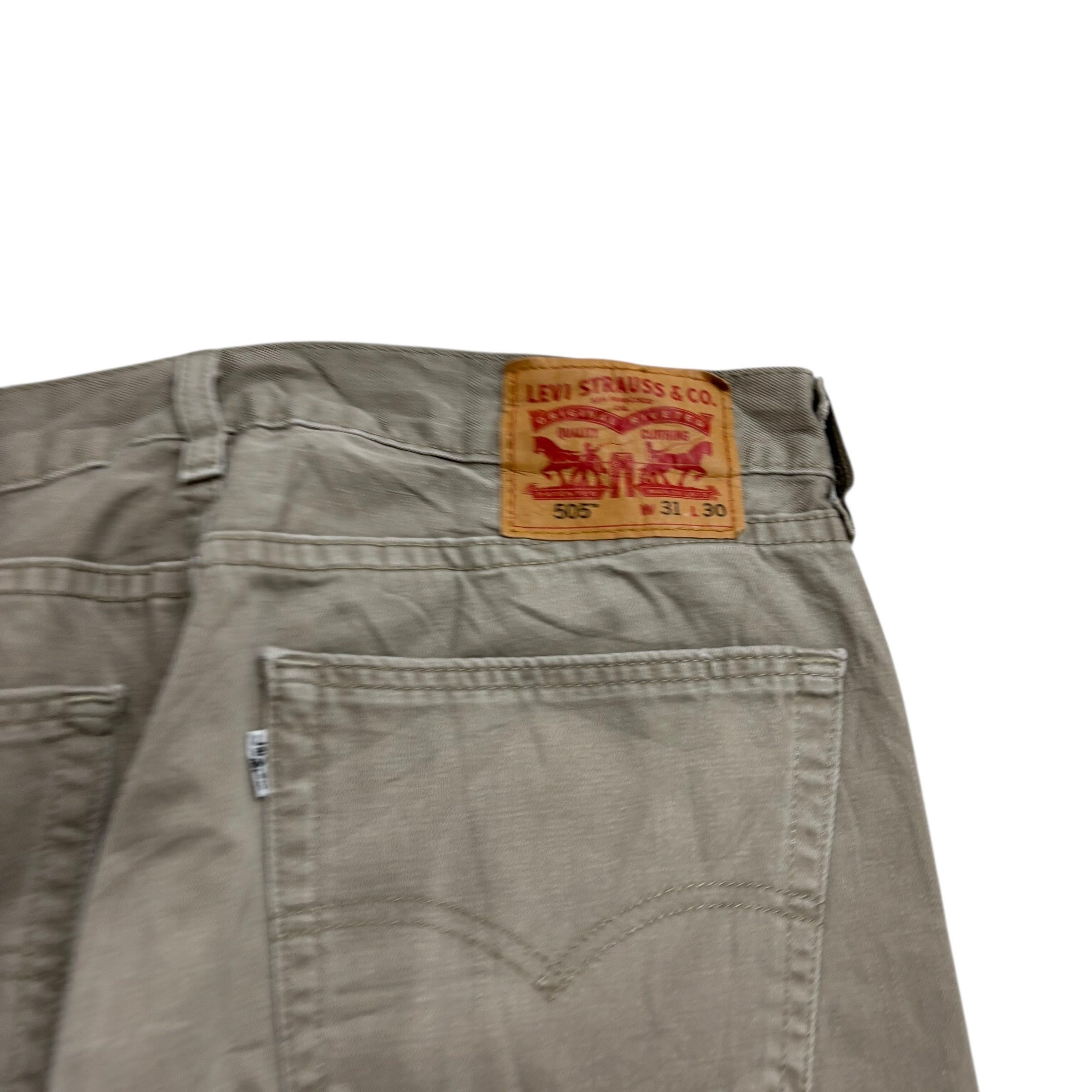 Levis 505 Trousers W31 L30 Mens Beige Regular Straight Fit Cotton Pants (E)