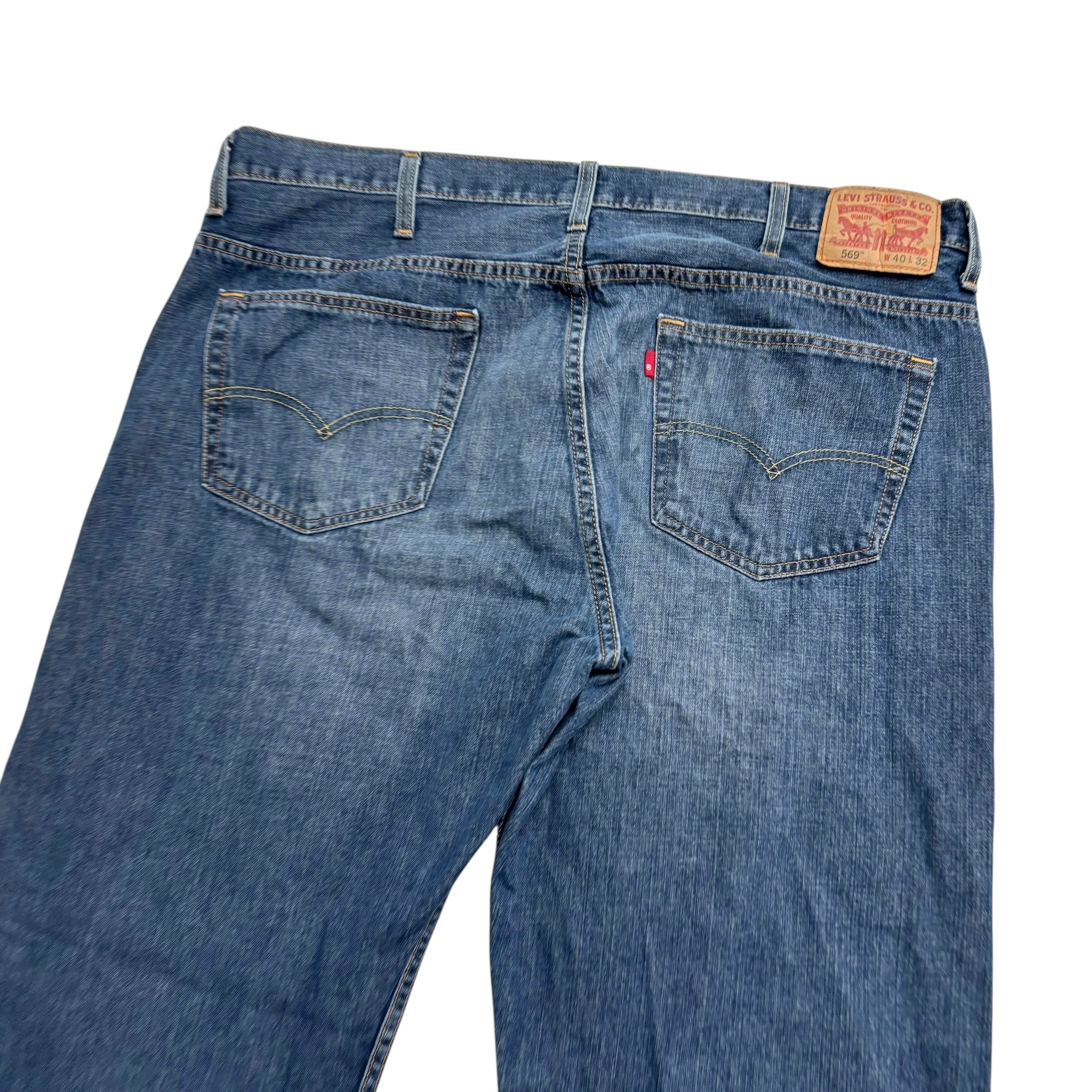 Levis 569 Jeans W40 L32 Mens Mid Blue Baggy Relaxed Straight Fit Denim (E)