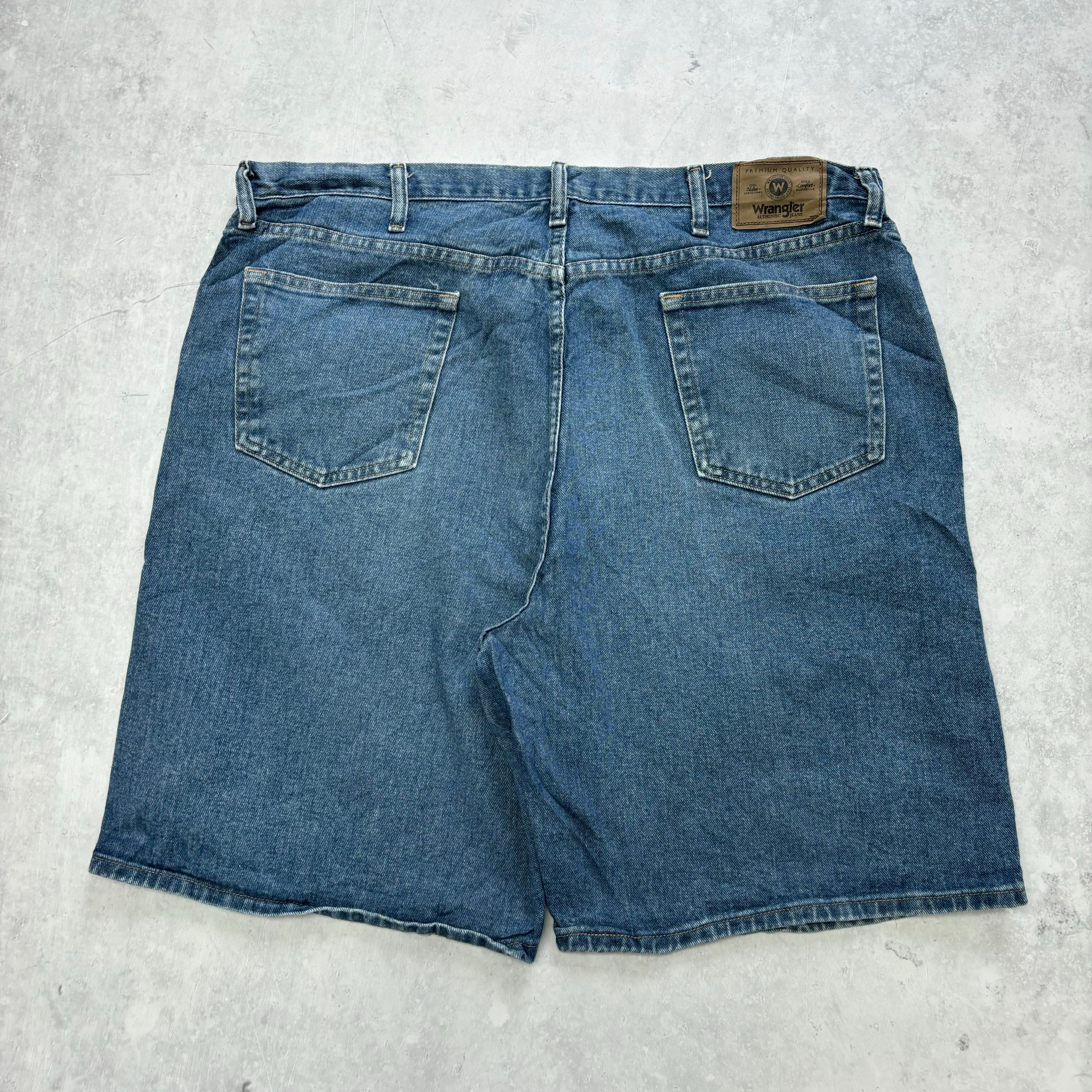 Vintage Wrangler Jorts W42 Mens Denim Shorts Mid Blue Baggy Relaxed Fit