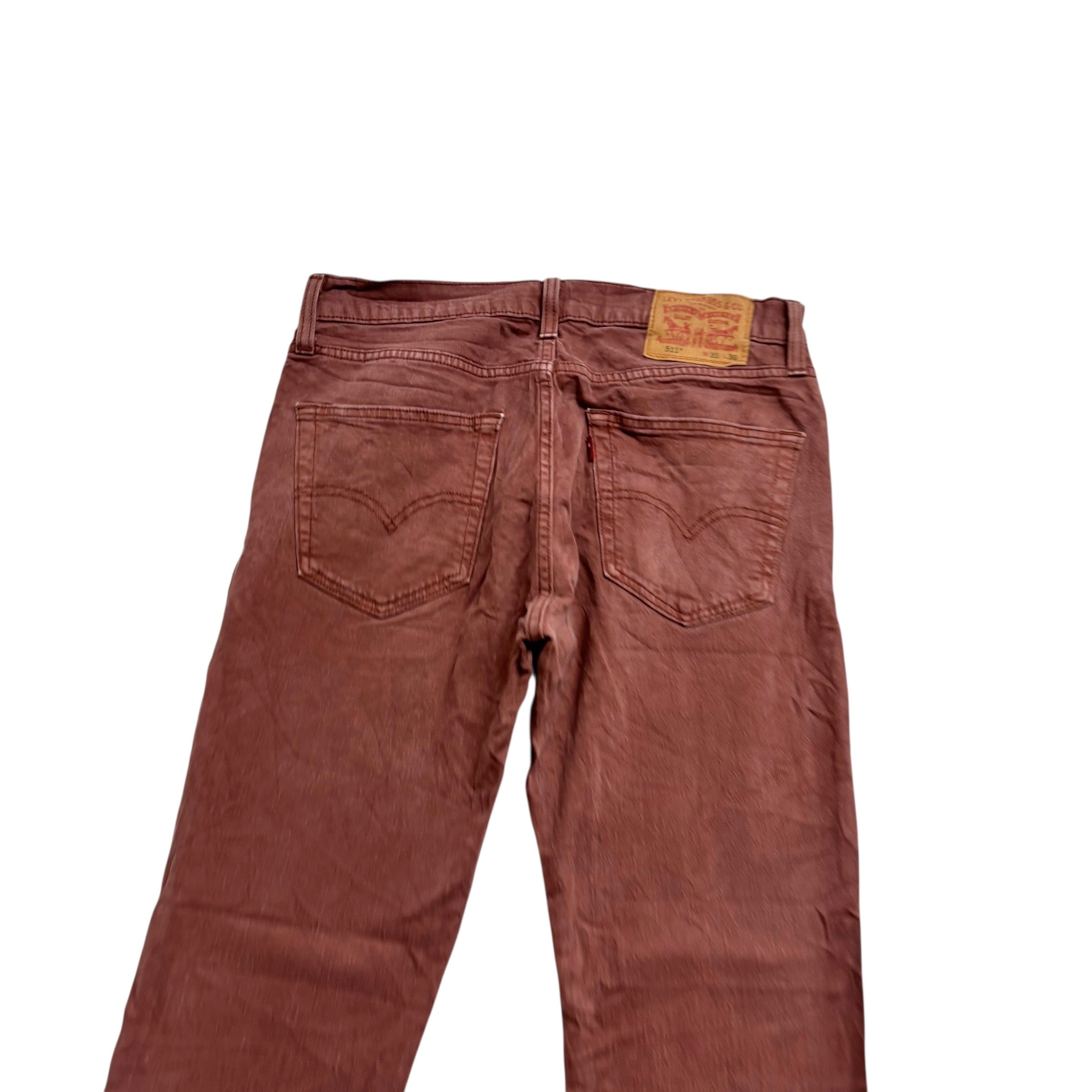 Levis 511 Jeans W30 L30 Mens Red Slim Fit Stretch Denim (E)