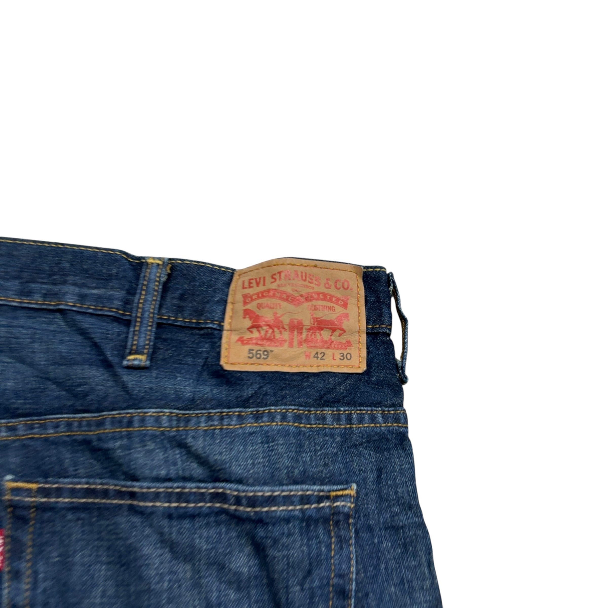 Levis 569 Jeans W42 L30 Mens Dark Blue Baggy Relaxed Straight Fit Vintage Denim