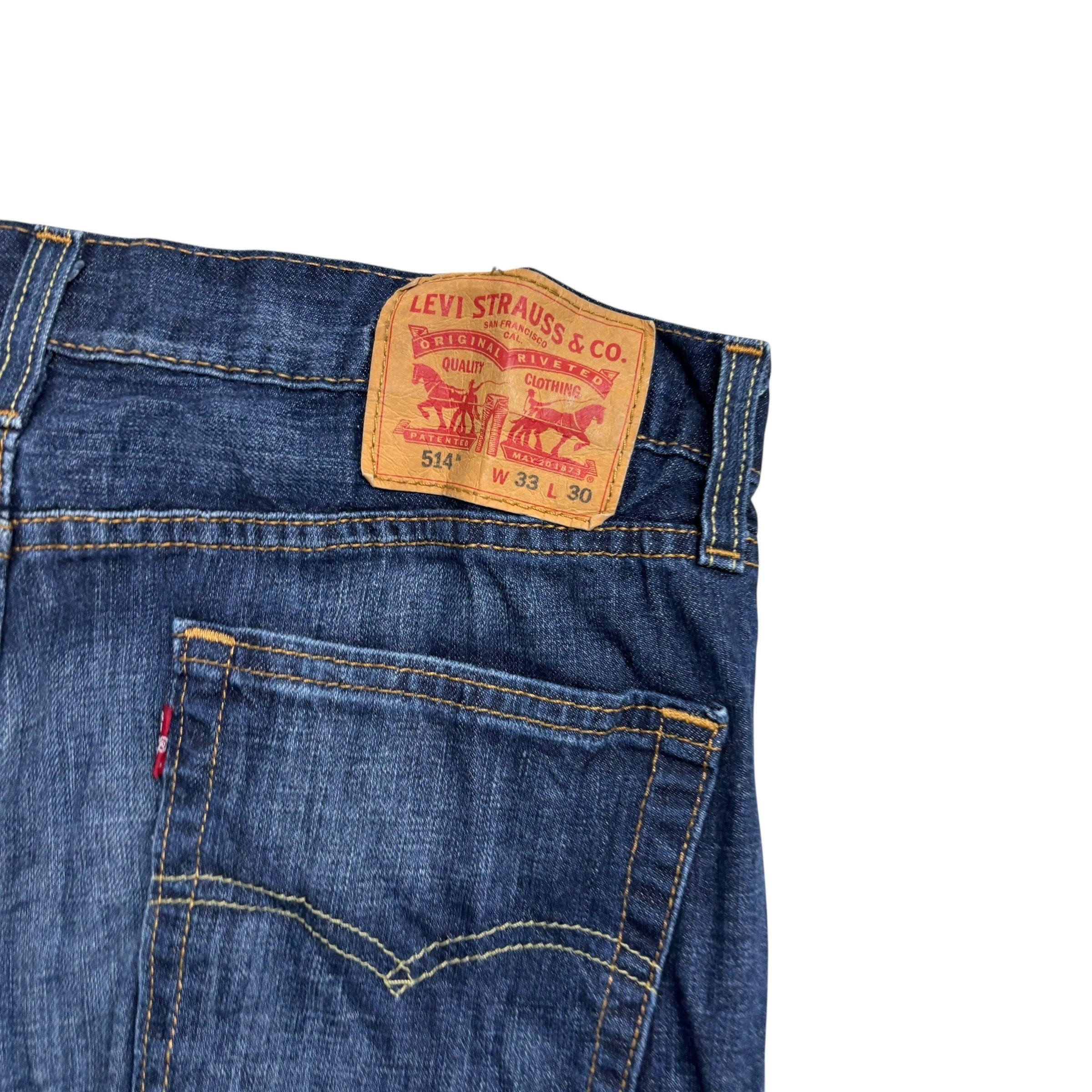 Levis 514 Jeans W33 L30 Mens Dark Blue Regular Straight Fit Denim (F)