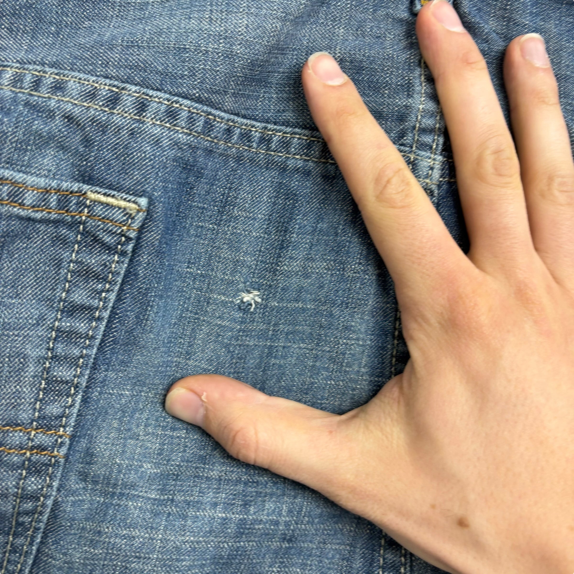 Levis 569 Jeans W42 L30 Mens Silver Blue Baggy Relaxed Straight Fit Denim (F)