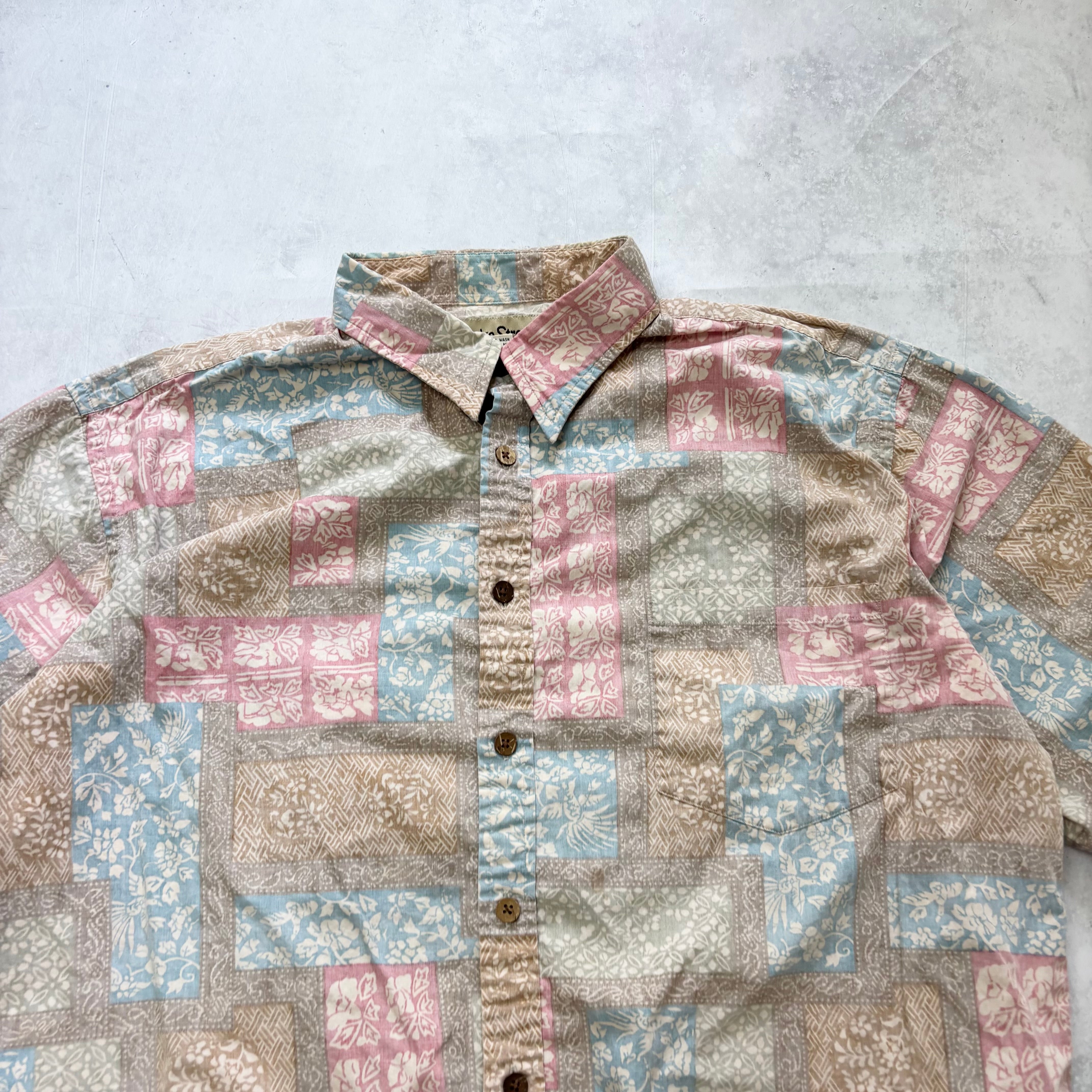 Vintage Hawaiian Shirt Mens XL Pink Floral Aloha Short Sleeve Cotton