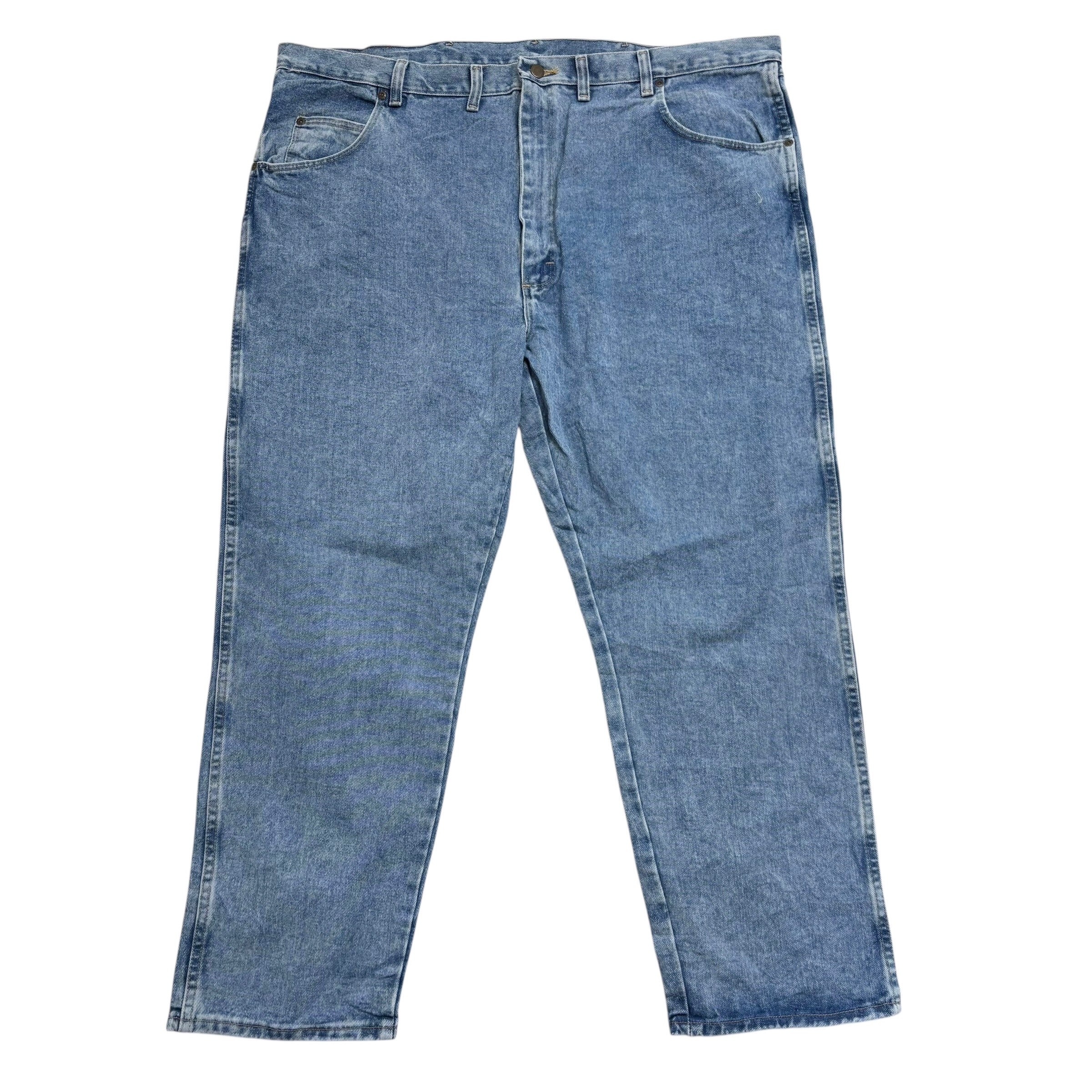 Wrangler Jeans W46 L30 Mens Light Blue Relaxed Straight Fit Vintage Denim (E)