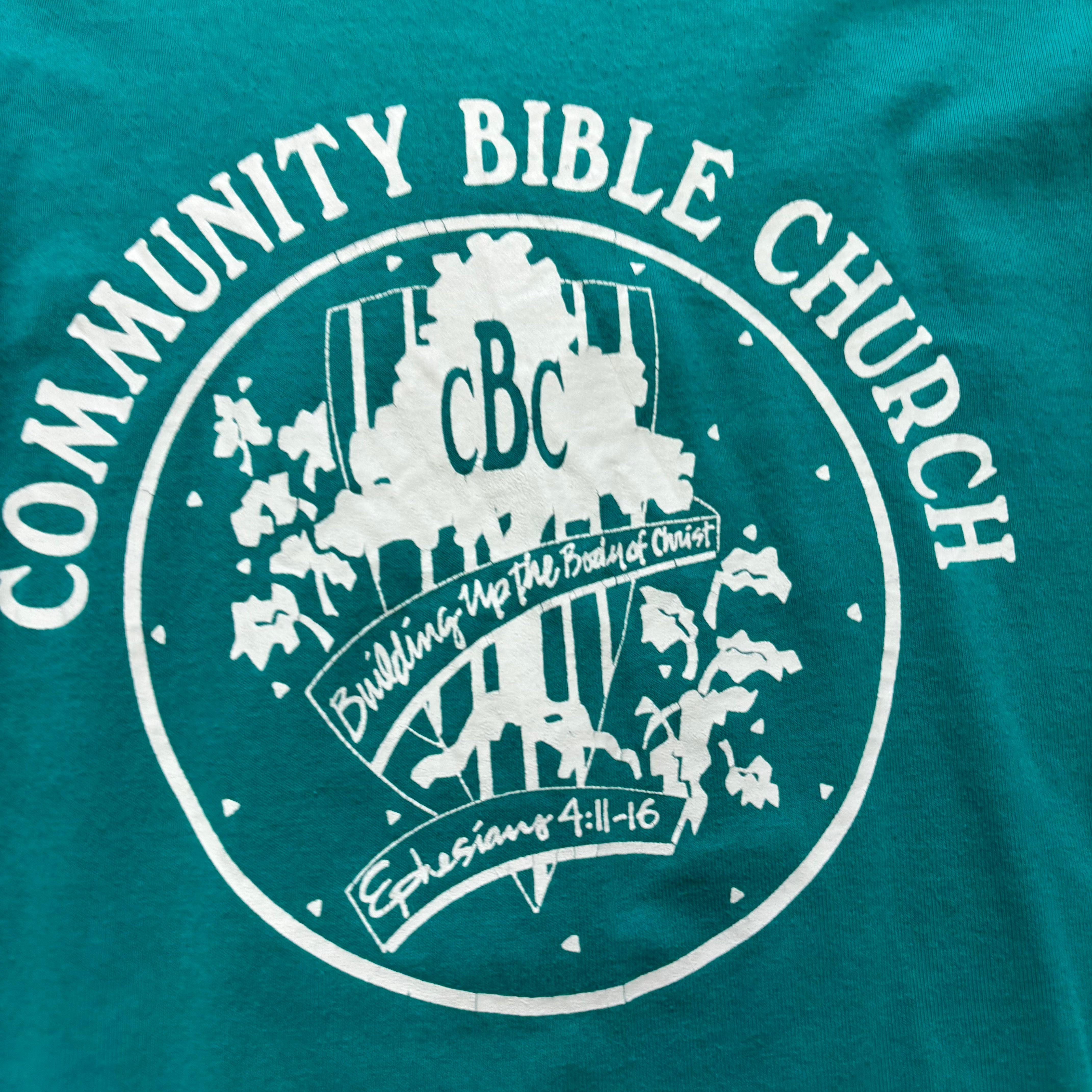 Vintage T Shirt Mens XL Teal Green Single Stitch Graphic Print 90s USA (E)