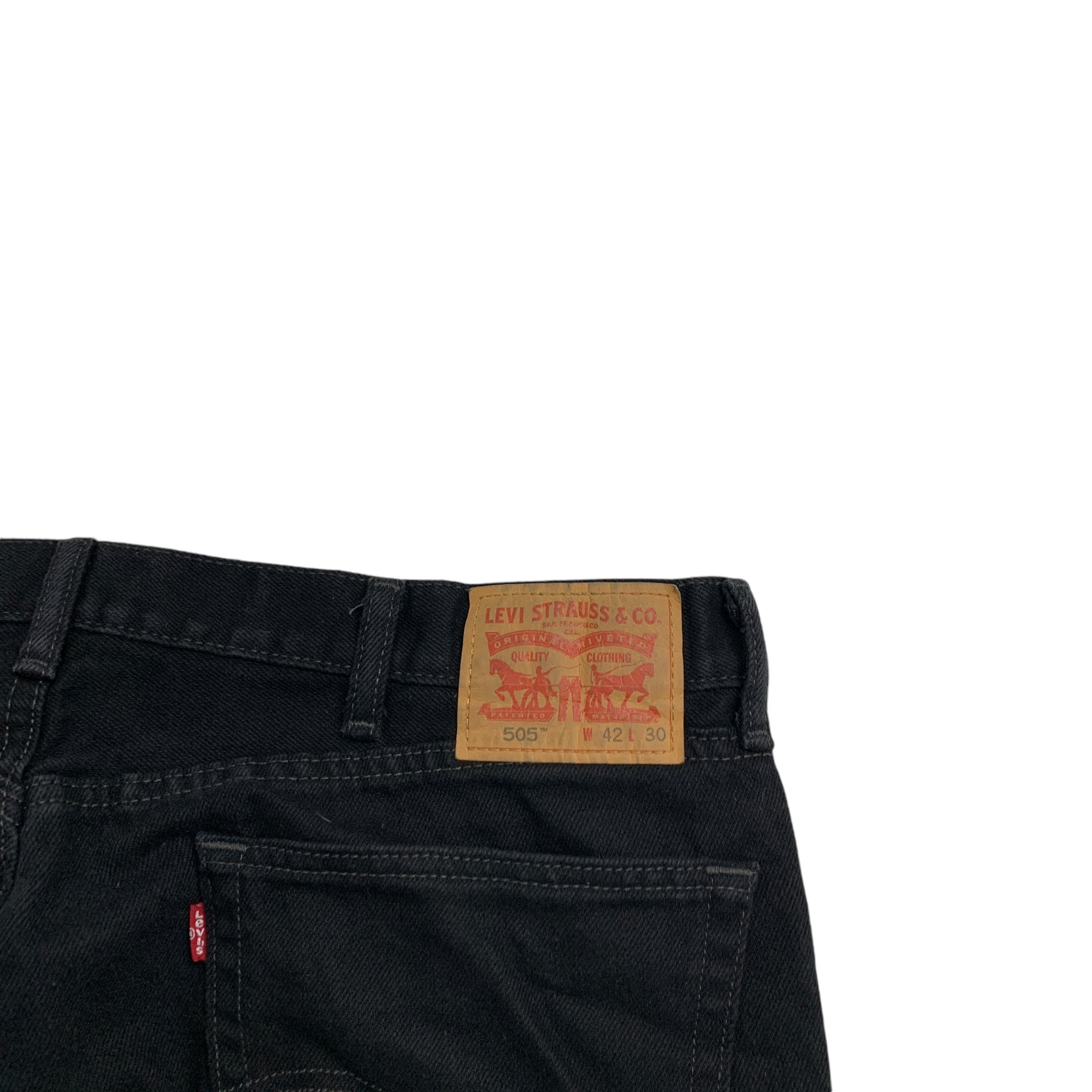 Levis 505 Jeans W42 L30 Mens Black Regular Straight Fit Denim