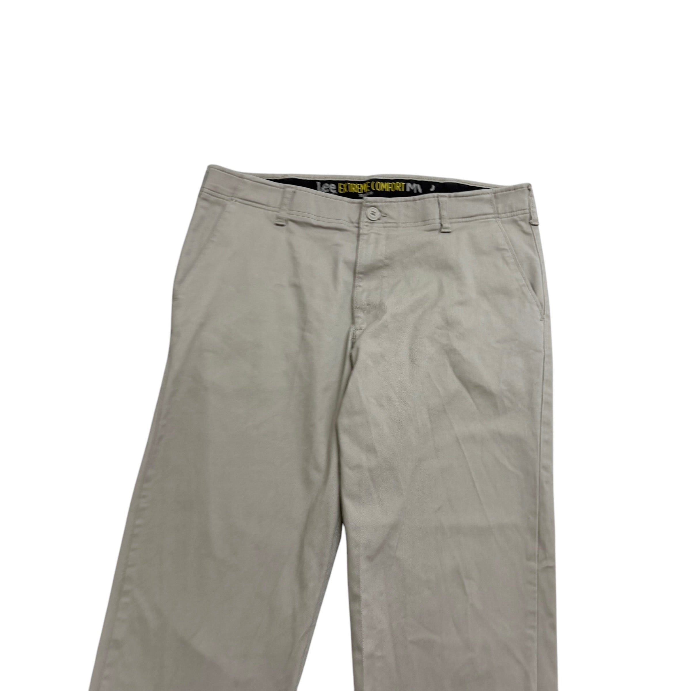 Lee Trousers W38 L30 Mens Cream Regular Straight Fit Stretch Pants