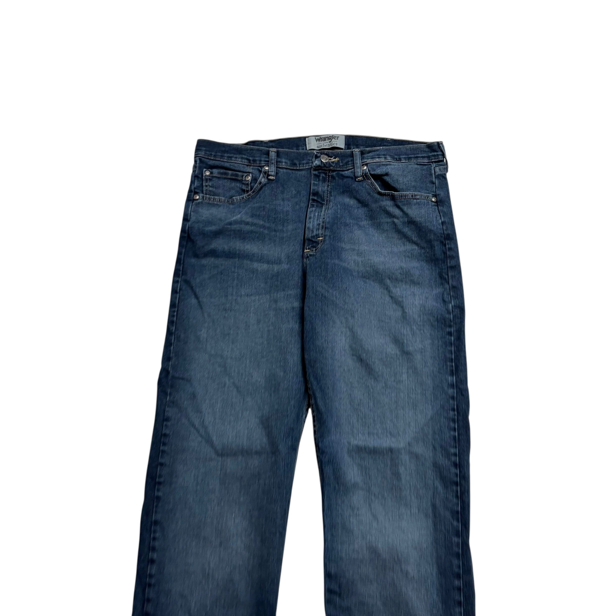 Wrangler Jeans W36 L31 Mens Dark Blue Relaxed Straight Fit Stretch Denim (E)
