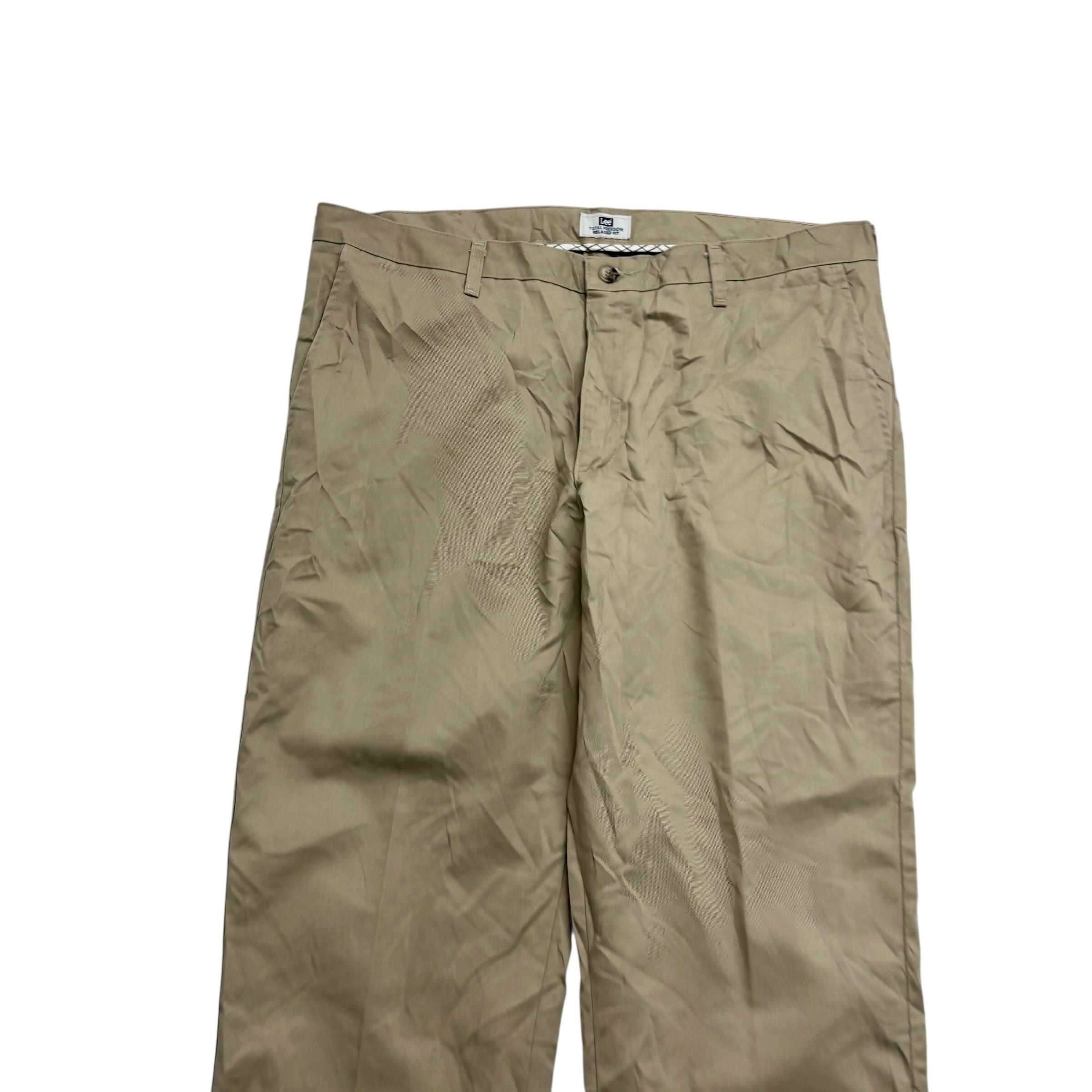 Lee Trousers W40 L30 Mens Beige Relaxed Fit Total Freedom Pants (E)