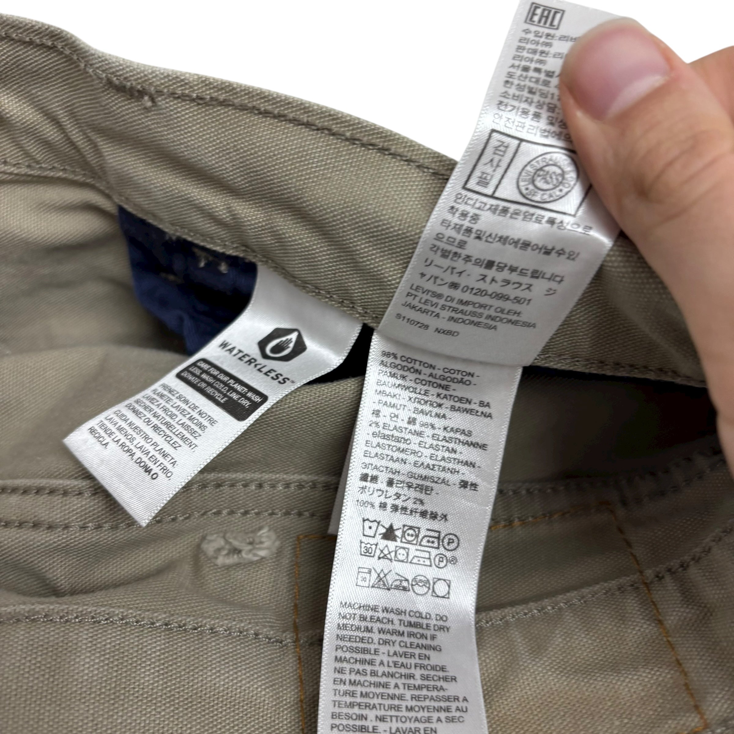 Levis Workwear Jeans W38 L30 Mens Beige Regular Straight Fit Stretch Denim (F)