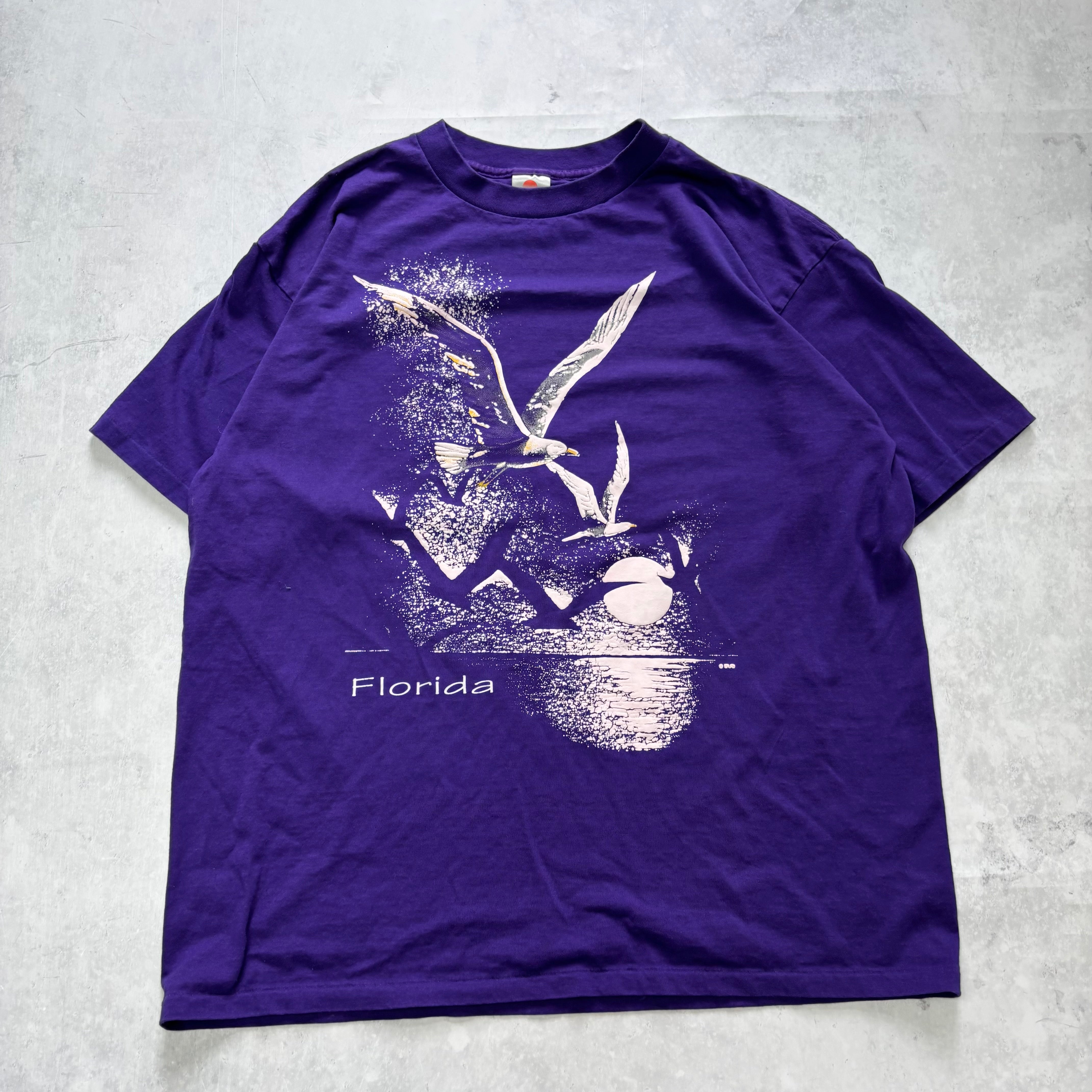 Vintage T Shirt Mens XL Purple Single Stitch Graphic Print 90s Nature USA (E)