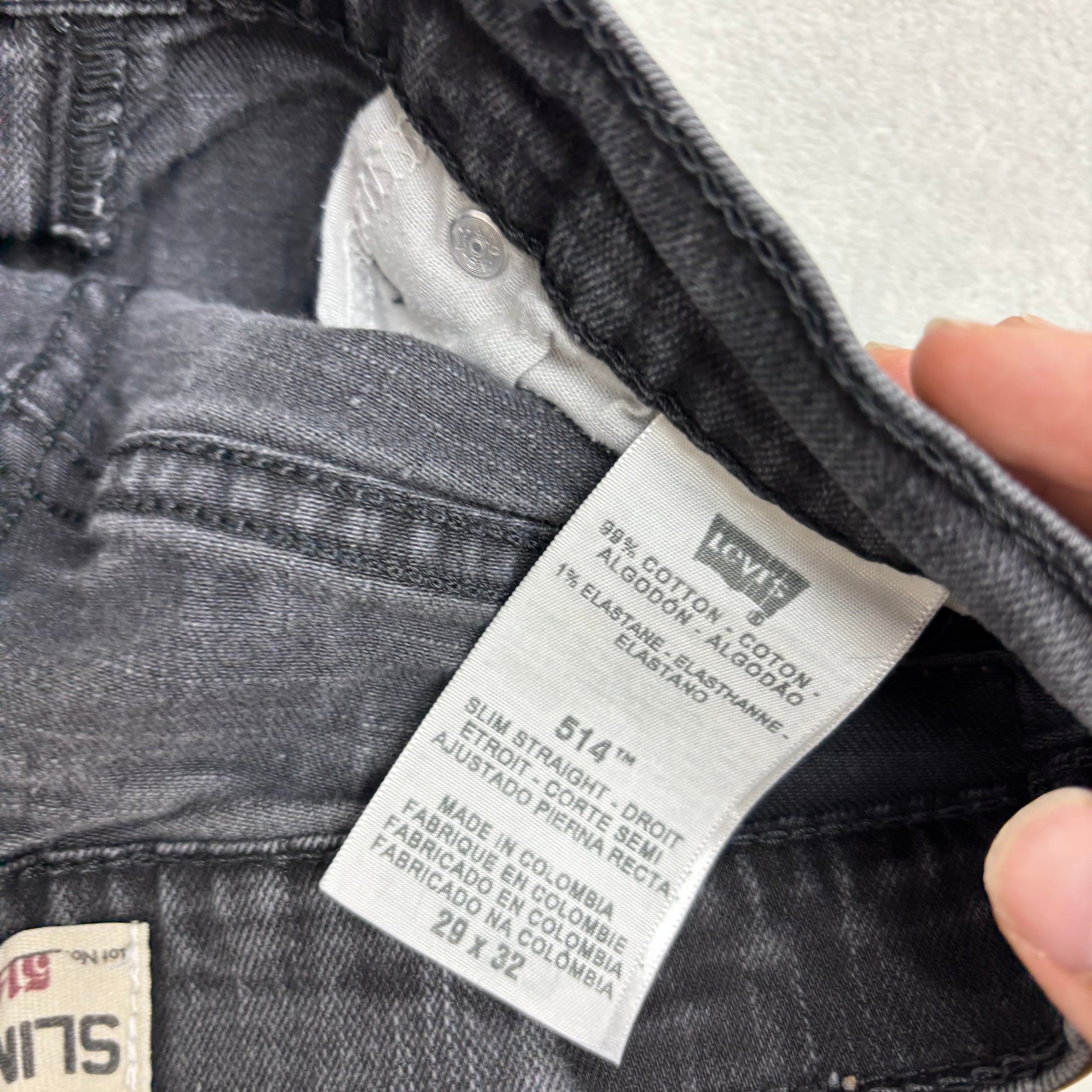 Levis 514 Jeans W29 L32 Mens Black Slim Straight Fit Stretch Denim