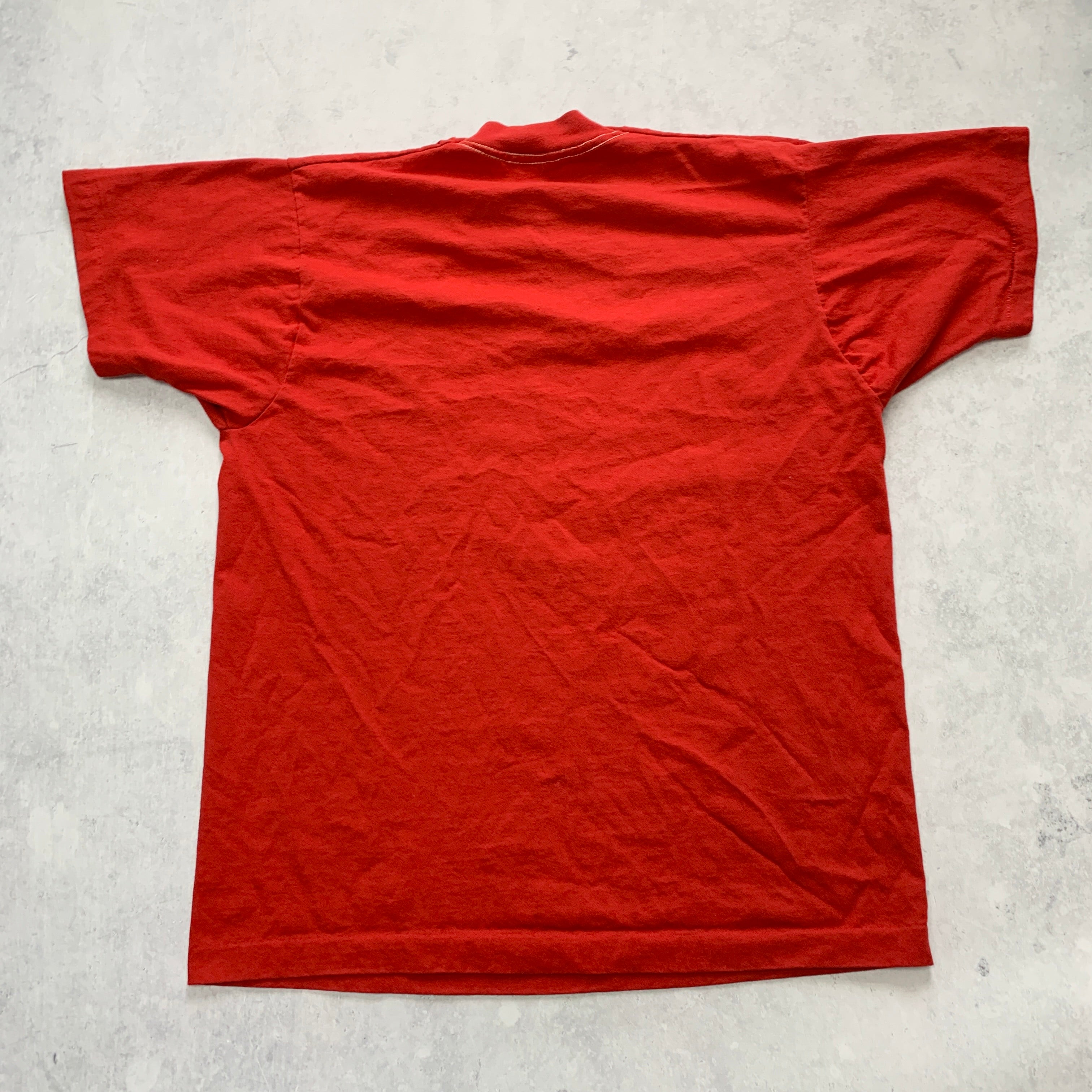 Vintage T Shirt Mens Medium Red Single Stitch Graphic Print 90s USA