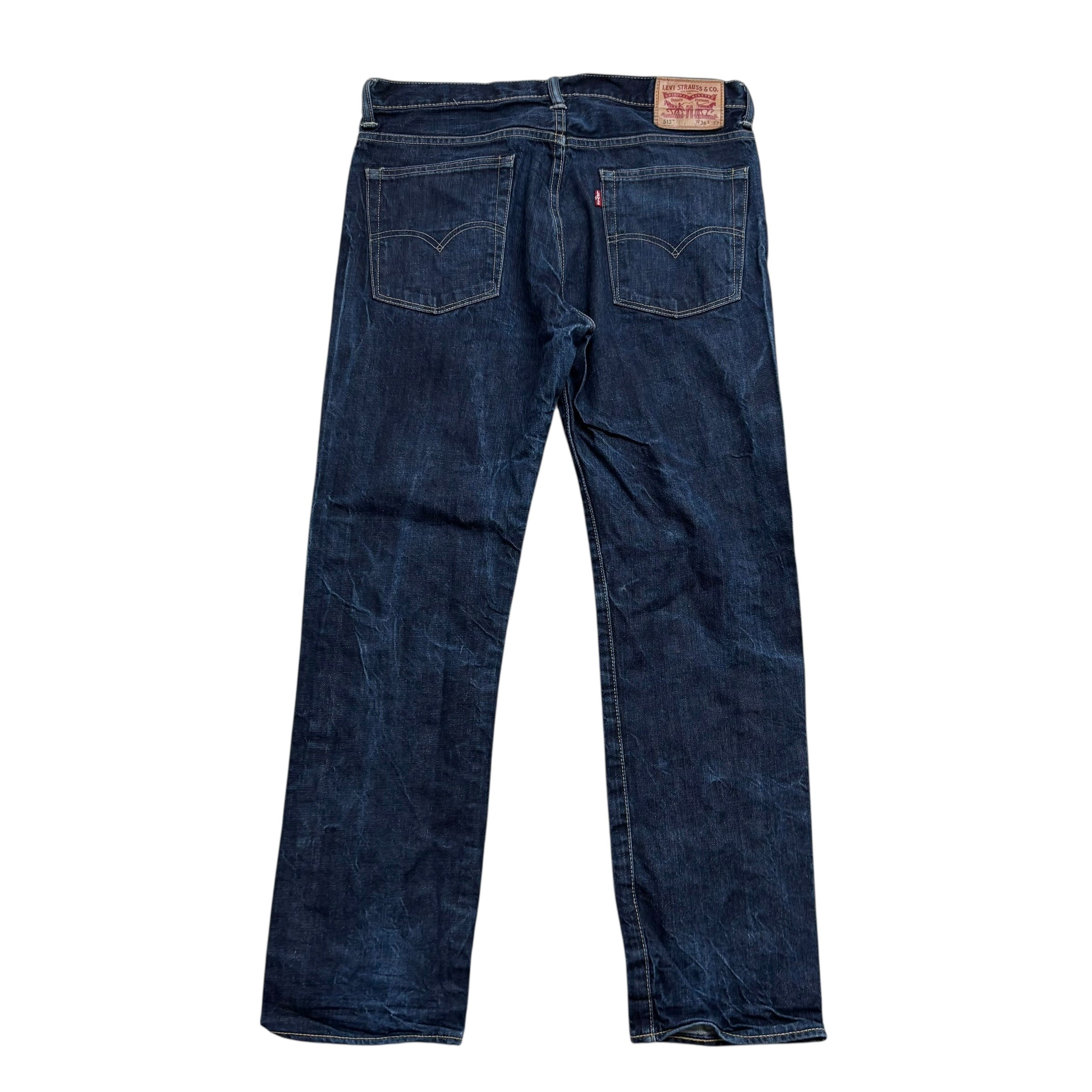 Levis 513 Jeans W36 L32 Mens Dark Blue Slim Straight Fit Denim