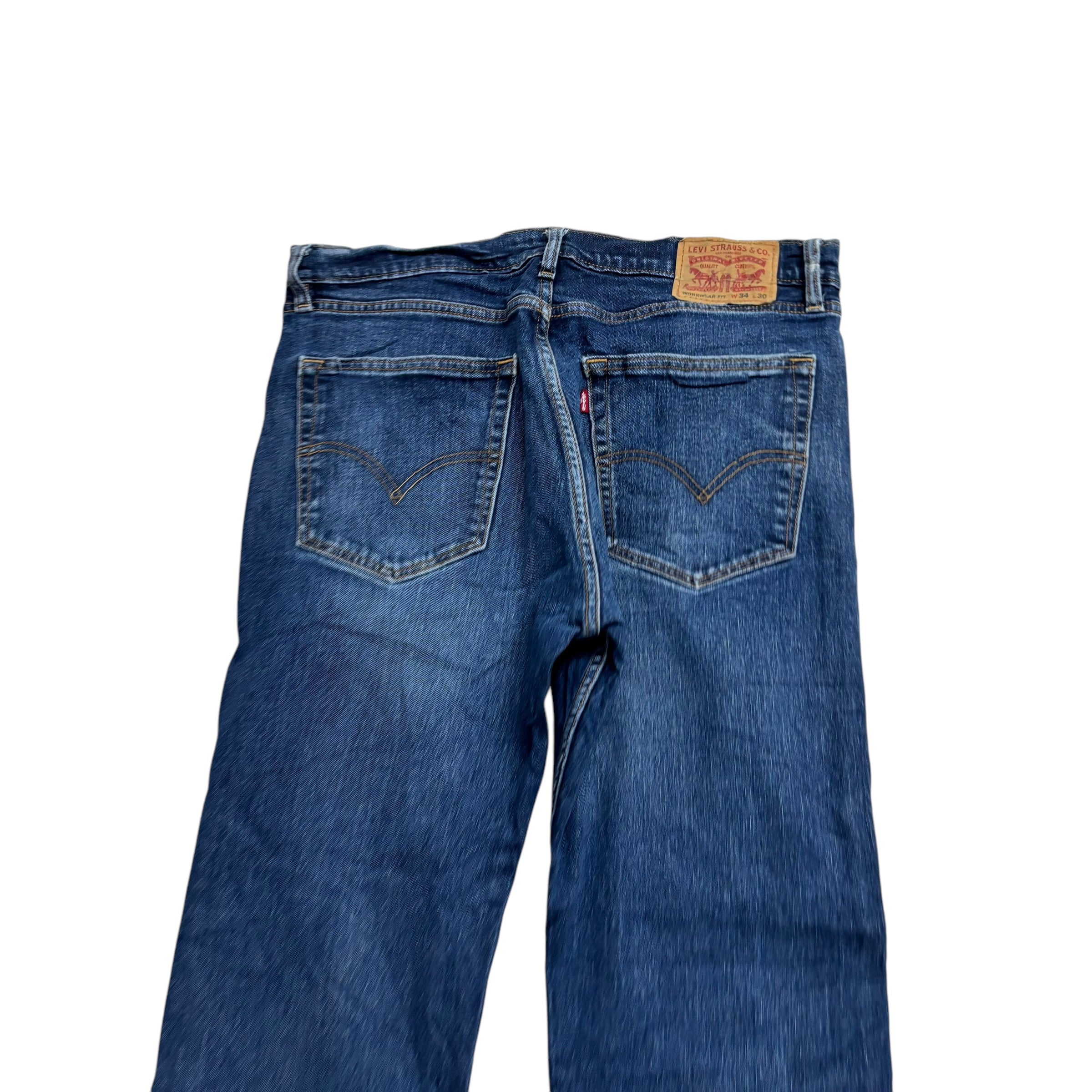 Levis Workwear Jeans W34 L29 Mens Mid Blue Regular Straight Stretch Denim (F)