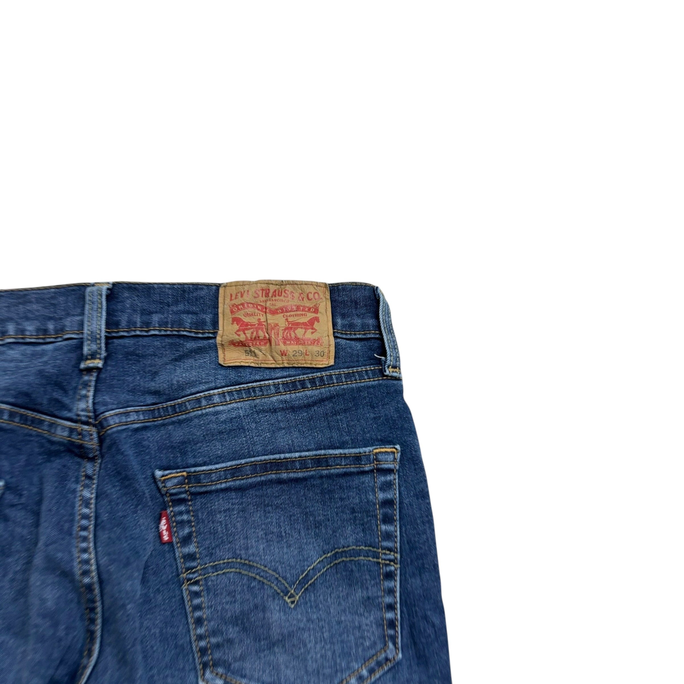 Levis 511 Jeans W28 L30 Mens Mid Blue Slim Fit Stretch Denim (E)