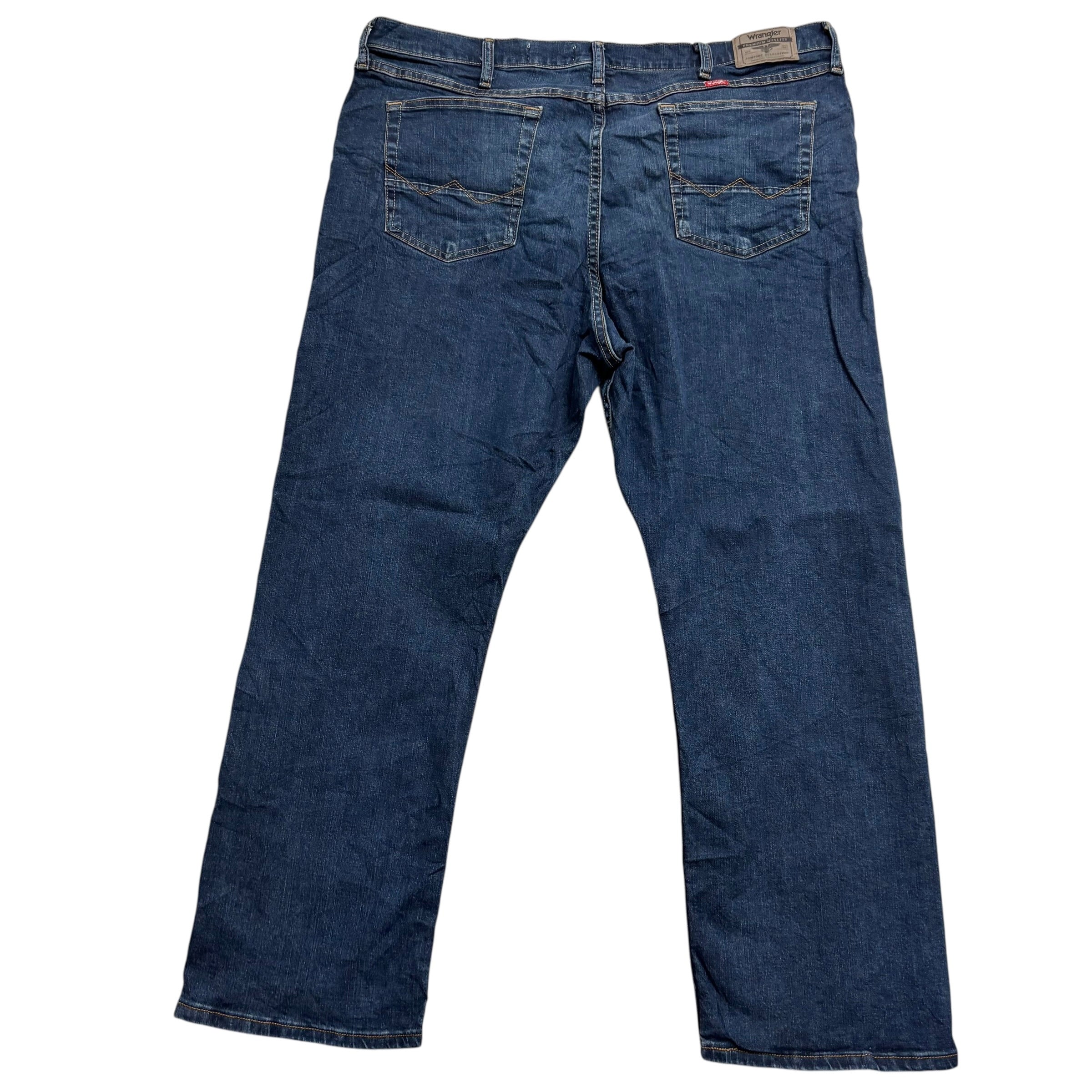 Wrangler Jeans W42 L30 Mens Dark Blue Relaxed Bootcut Fit Stretch Denim (E)