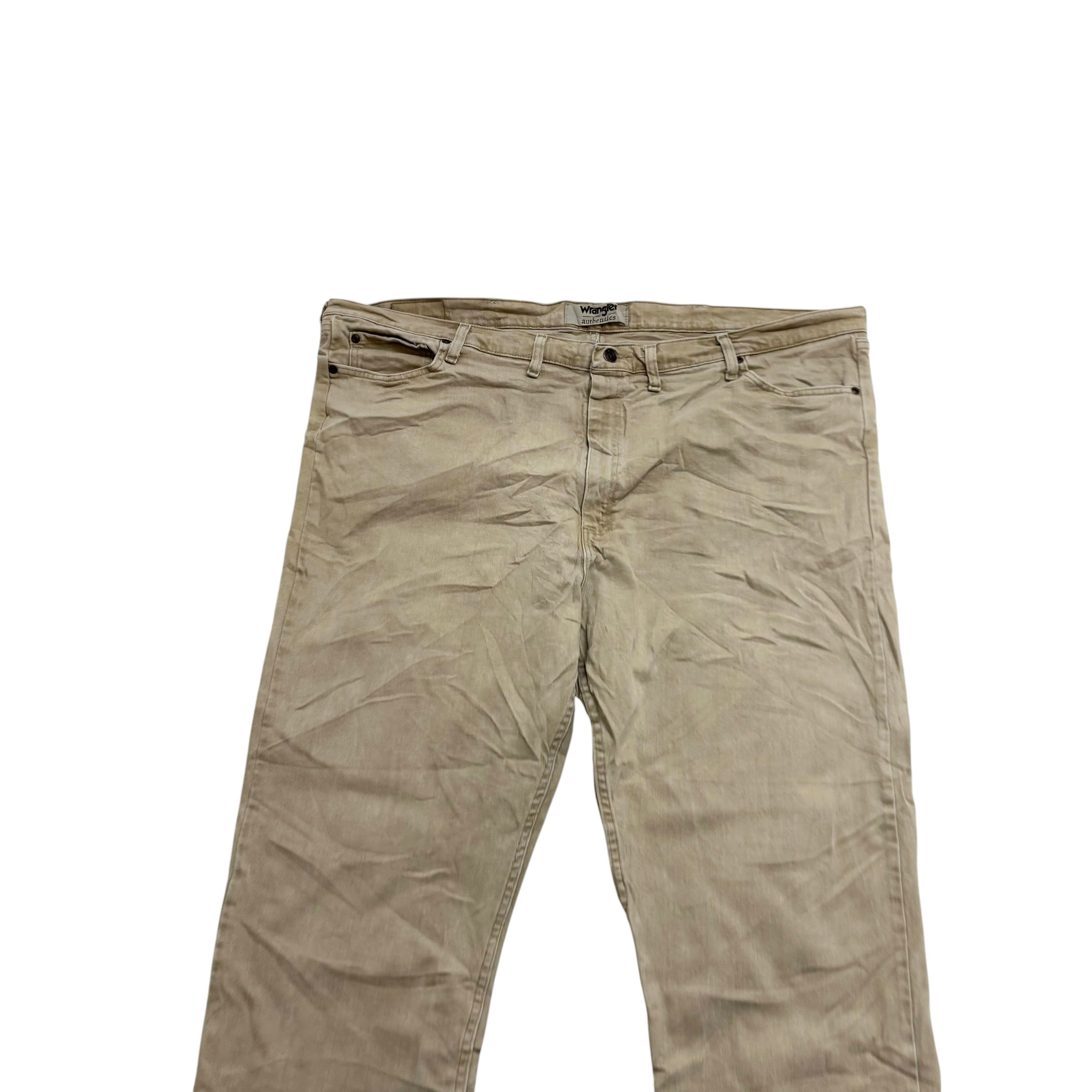 Wrangler Jeans W50 L30 Mens Beige Relaxed Straight Fit Stretch Denim (E)