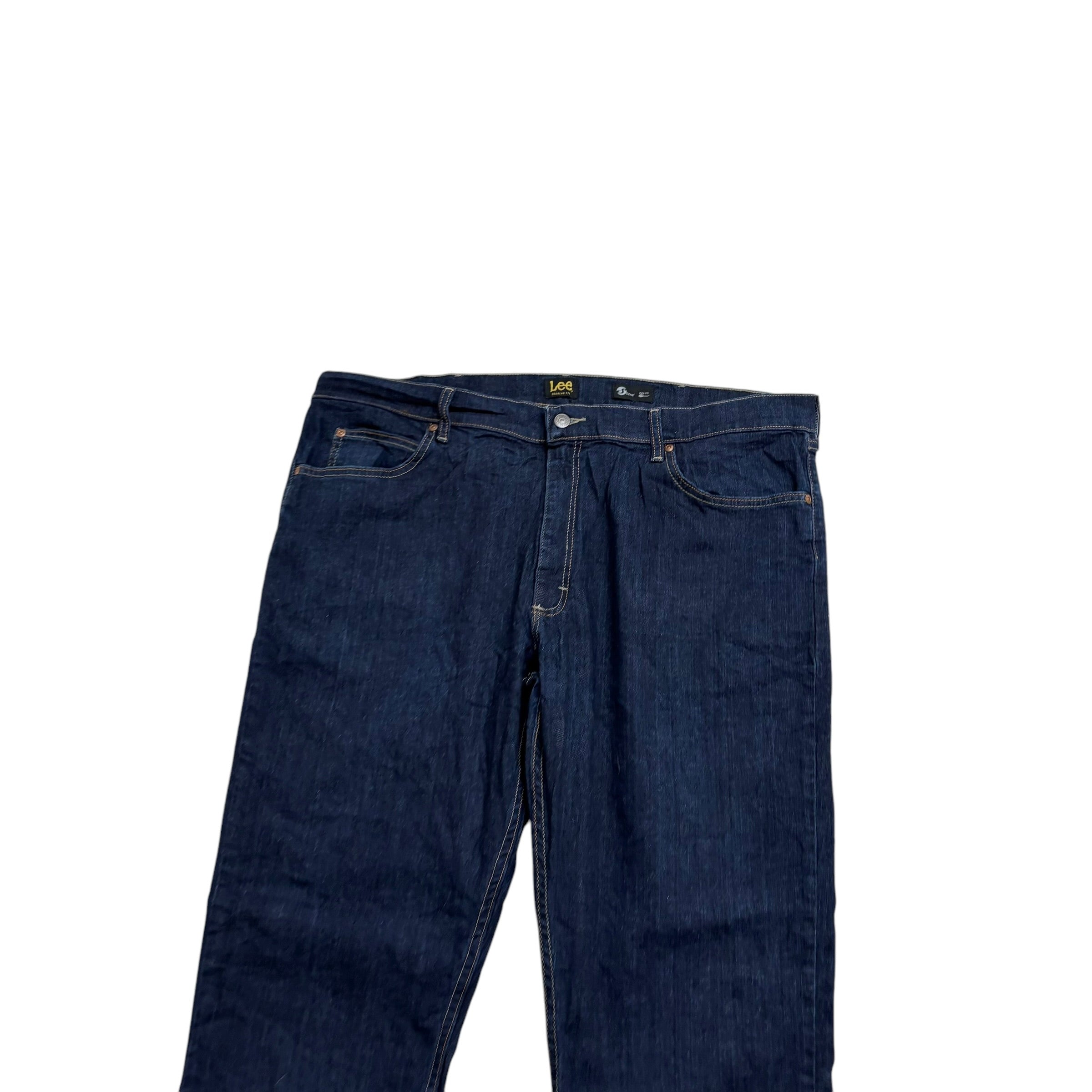 Lee Jeans W42 L32 Mens Dark Blue Regular Straight Fit Stretch Denim (E)