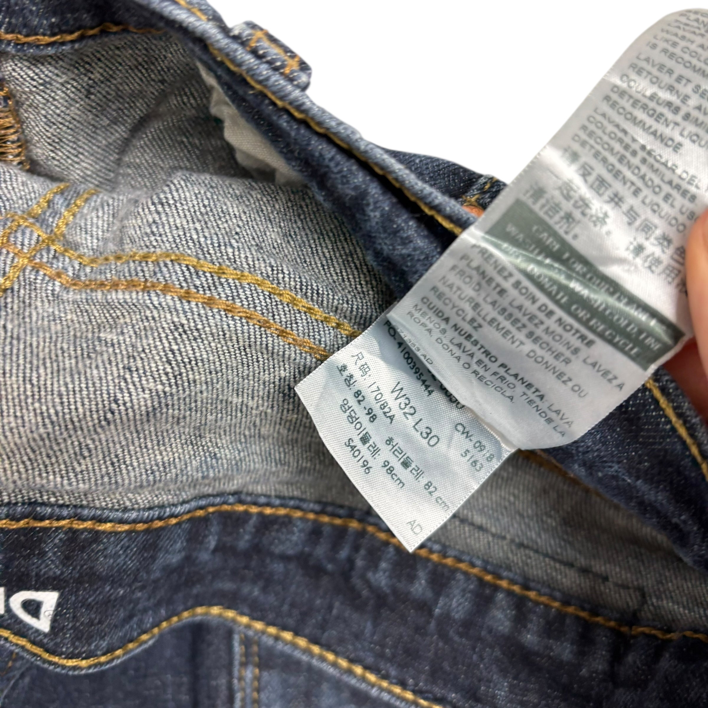 Levis Denizen Jeans W32 L30 Mens Dark Blue Slim Straight Fit Stretch Denim (E)