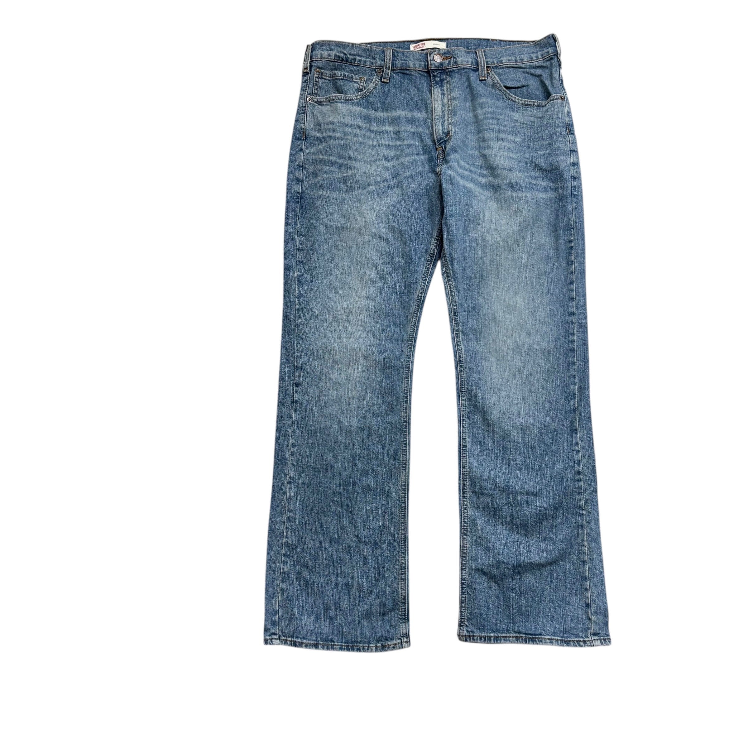 Levis Signature Jeans W36 L32 Mens Light Blue Regular Bootcut Stretch Denim (E)