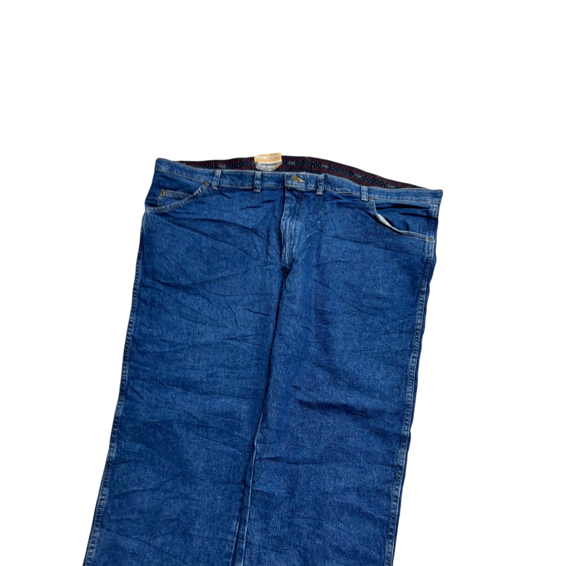 Wrangler Jeans W48 L30 Mens Mid Blue Regular Straight Fit Stretch Denim (E)