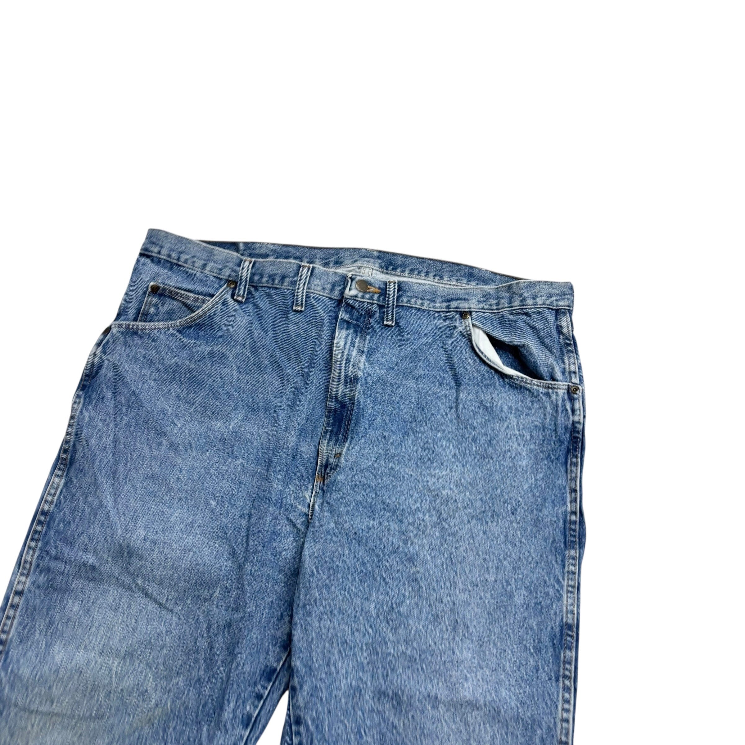 Wrangler Jeans W44 L32 Mens Mid Blue Regular Straight Fit Vintage Denim